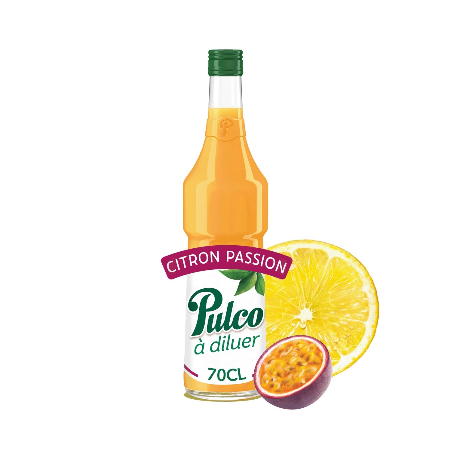 PULCO Concentré à Diluer Citron Passion - Bouteille en Verre 70 cL - Sans Colorant Artificiel - Saveurs Authentiques de Citron et Fruit de la Passion - Lot de 3