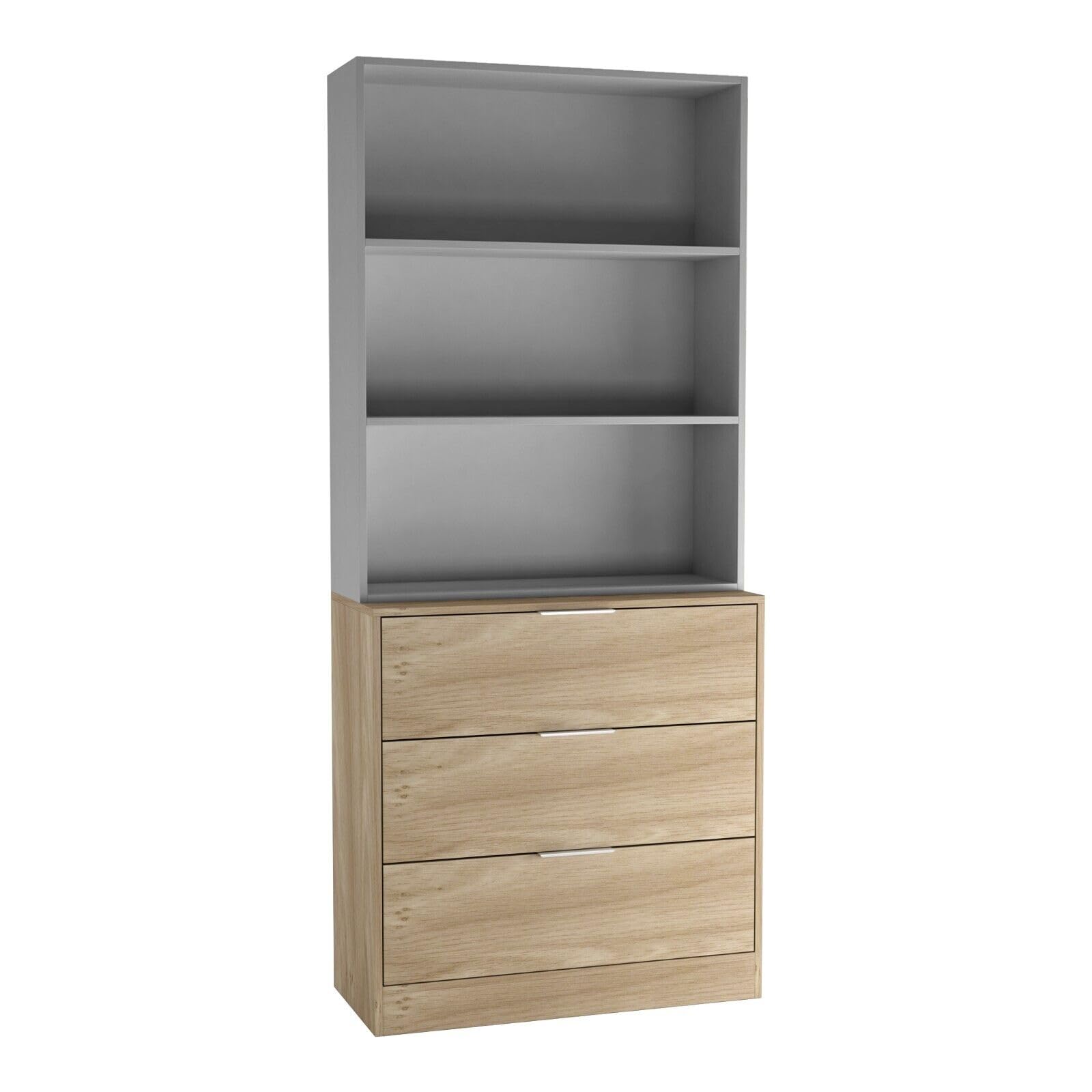 URBNLIVING 60/80cm 3 Drawer Tier Wooden Storage Chest Cabinet & Display Bookcase Shelving