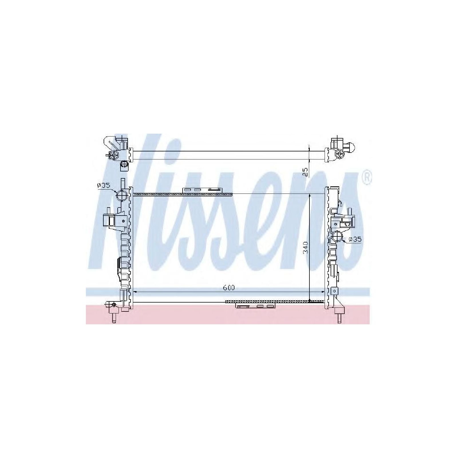 Nissens Radiatore Motore Grupo Rafredamento Radiatore Rafredamento Motore Larghezza Della Rete 341Mm Lunghezza Della Rete 600Mm Profondità Della Rete 23Mm Per Opel Corsa C Hatchback (X01) 63094-image