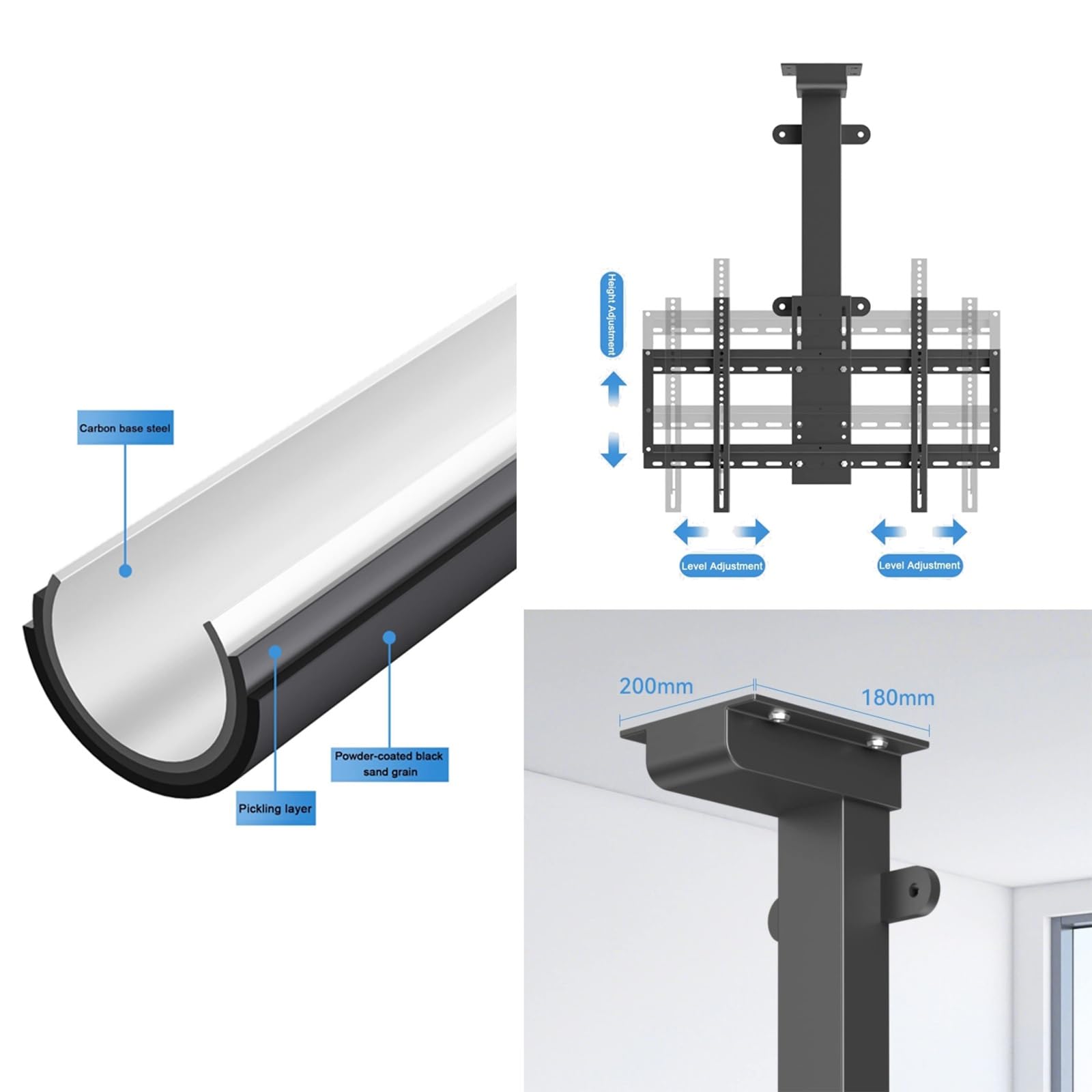Soporte de Techo para TV eléctrico - Soporte de Piso para TV, se Adapta a televisores de 32 a 75 Pulgadas Soporte de TV eléctrico telescópico, con Control Remoto Soporte para TV de elevación