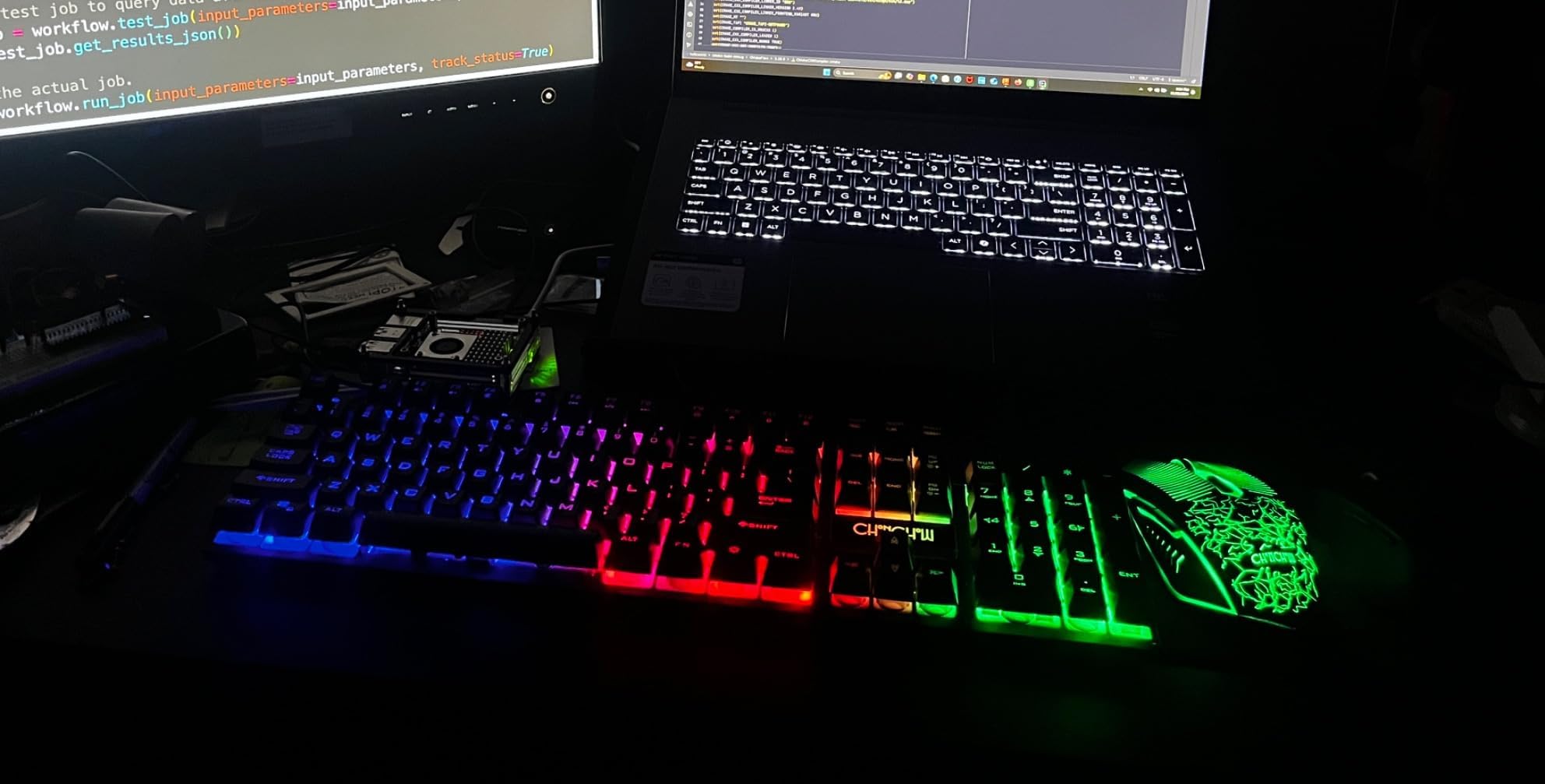 CHONCHOW Teclado y Mouse para Juegos con retroiluminación LED USB con Cable con tecla de iluminación de 3600 dpi, 2 Botones Laterales, sensación mecánica, Compatible con PC, Mac, OS, Xbox, PS4, PS5,