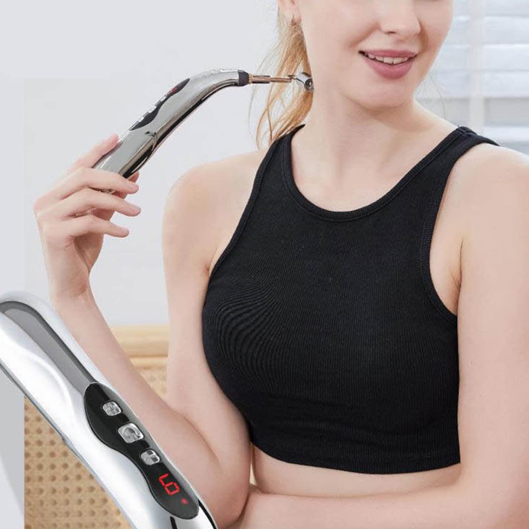 Stylo d'acupuncture électronique, 9 vitesses, Rechargeable par USB, pour soulager la douleur, vibrant avec 5 têtes de Massage, douleur disparue