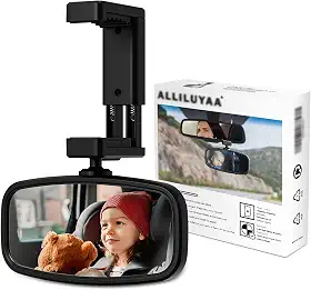 KERHAND Espelho de carro de bebê 360° para virado para bebê, espelho de assento de carro ajustável para segurança no banco traseiro, acessórios de espelho retrovisor de carro infantil e muito fácil de