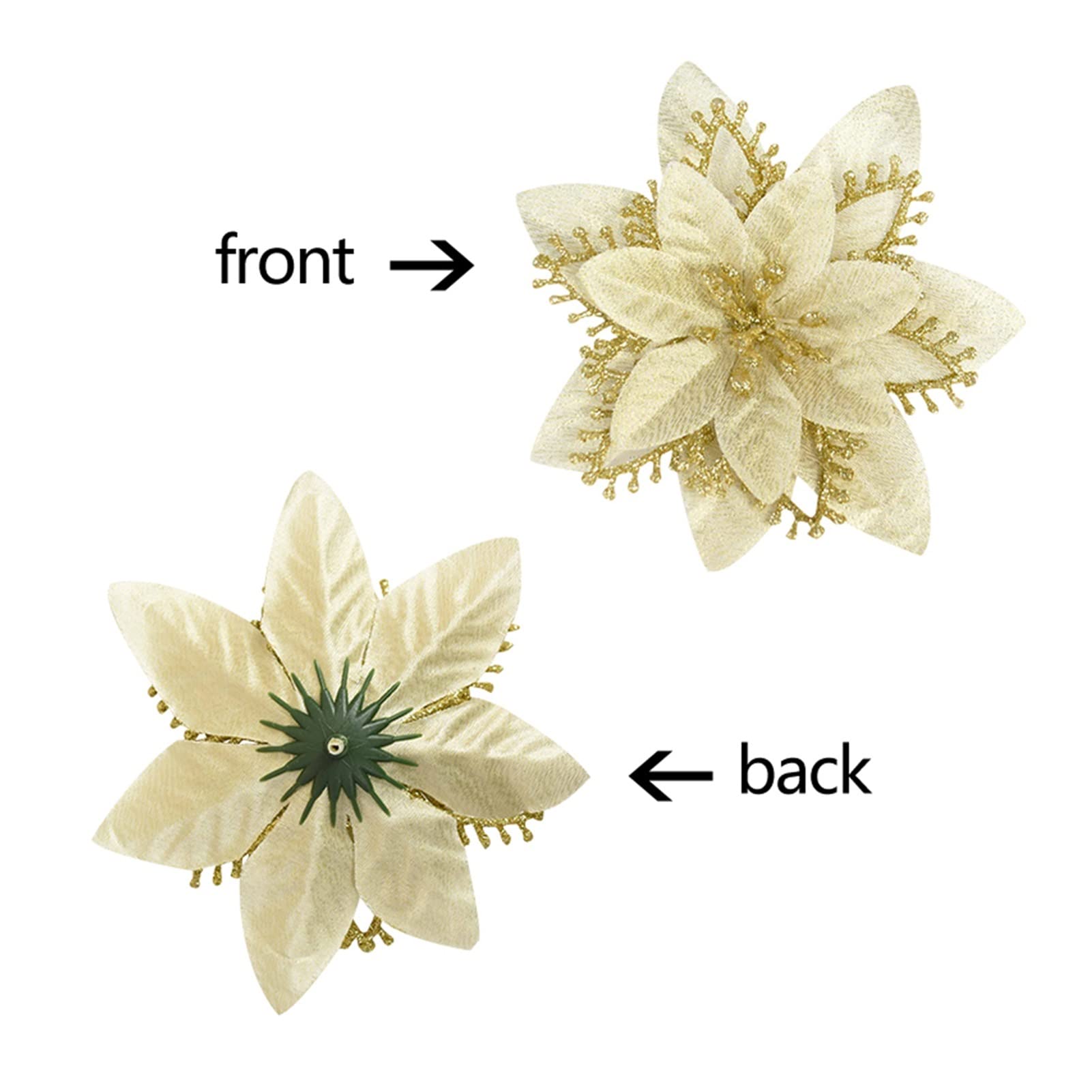 Amazon｜YEJIANGHUA 10ピースクリスマスグリッターポインセチアの花の