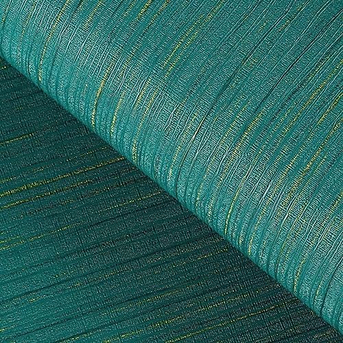 FunStick Teal Green Grasscloth Wallpaper Peel and Stick Textured Fabric Linen Wallpaper Self Adhesive Faux Grasscloth Contact Paper for Room Walls Cabinets Furniture Drawers Desk Removable 15.8"x78.8"