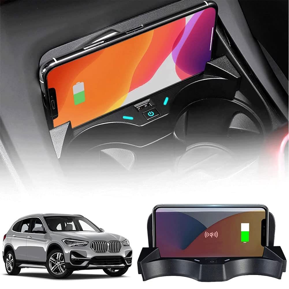 Cargador de Coche Inalámbrico para BM-W X1/X2 2016-2021, Almohadilla de Carga de Carga RáPida de TeléFono Inteligente Consola Central Accesorios Panel con Puerto USB