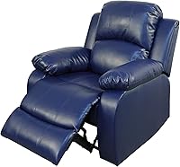 Vista 37 de Juego de sofá de 3 piezas de cuero sintético, azul, reclinación manual, sofá de dos plazas, almacenamiento, mesa de centro, cuero artificial, sala