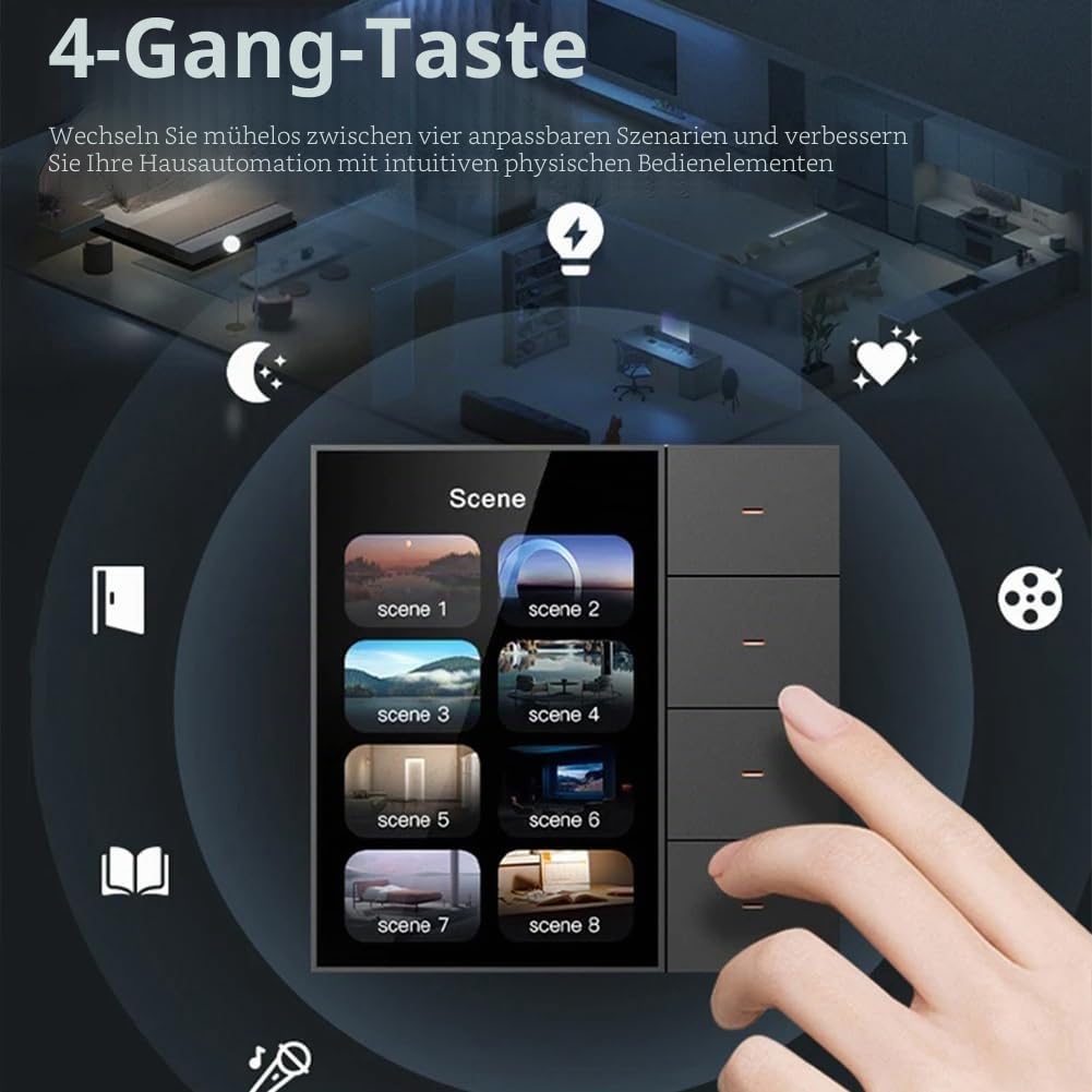 Tuya Zigbee 3,5 Smart Wandschalter Touchscreen 4 Gruppen Schalter 8-Wege Szene Radar Sensor Dimmschalter Smart Home A