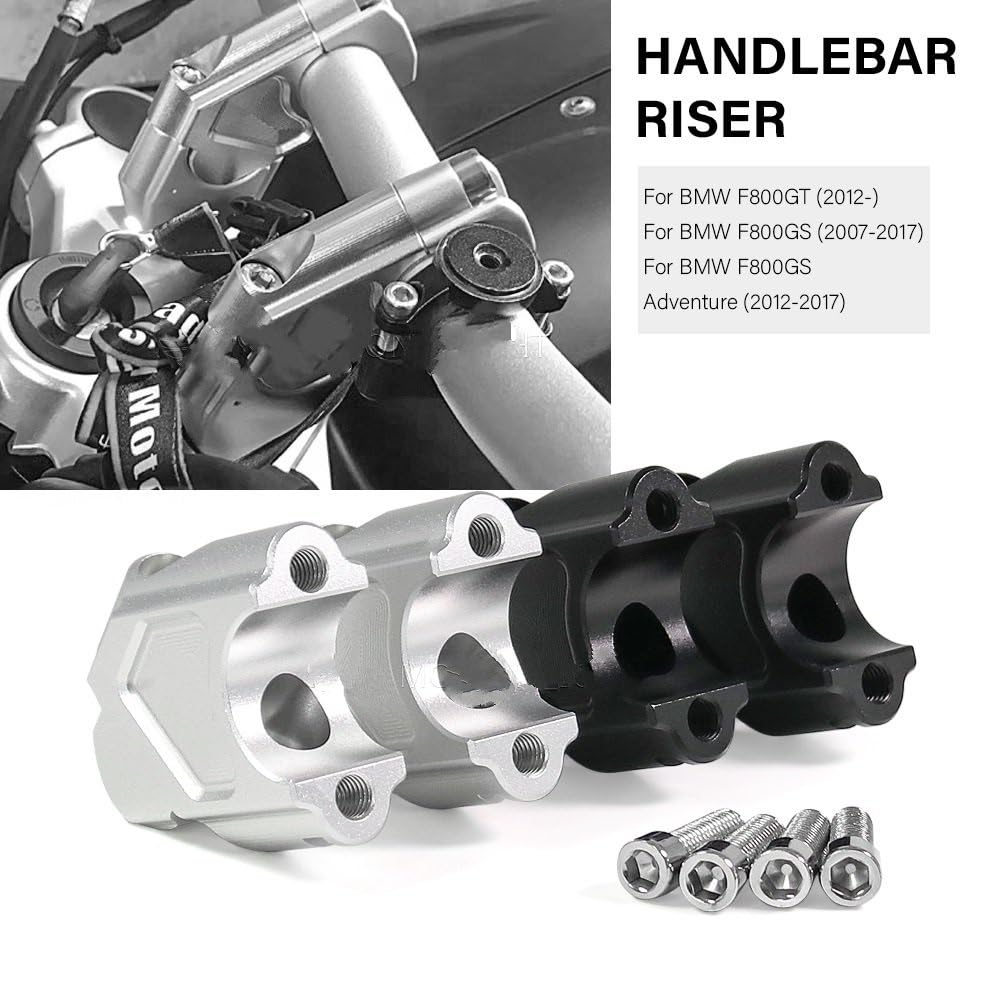 Mostek kierownicy motocykla Pasuje do BMW F800GS F800GT F 800 GS ADV GT kierownica motocykla Riser uchwyt zaciskowy przedłużyć uchwyt do podnoszenia(Silver-No logo)