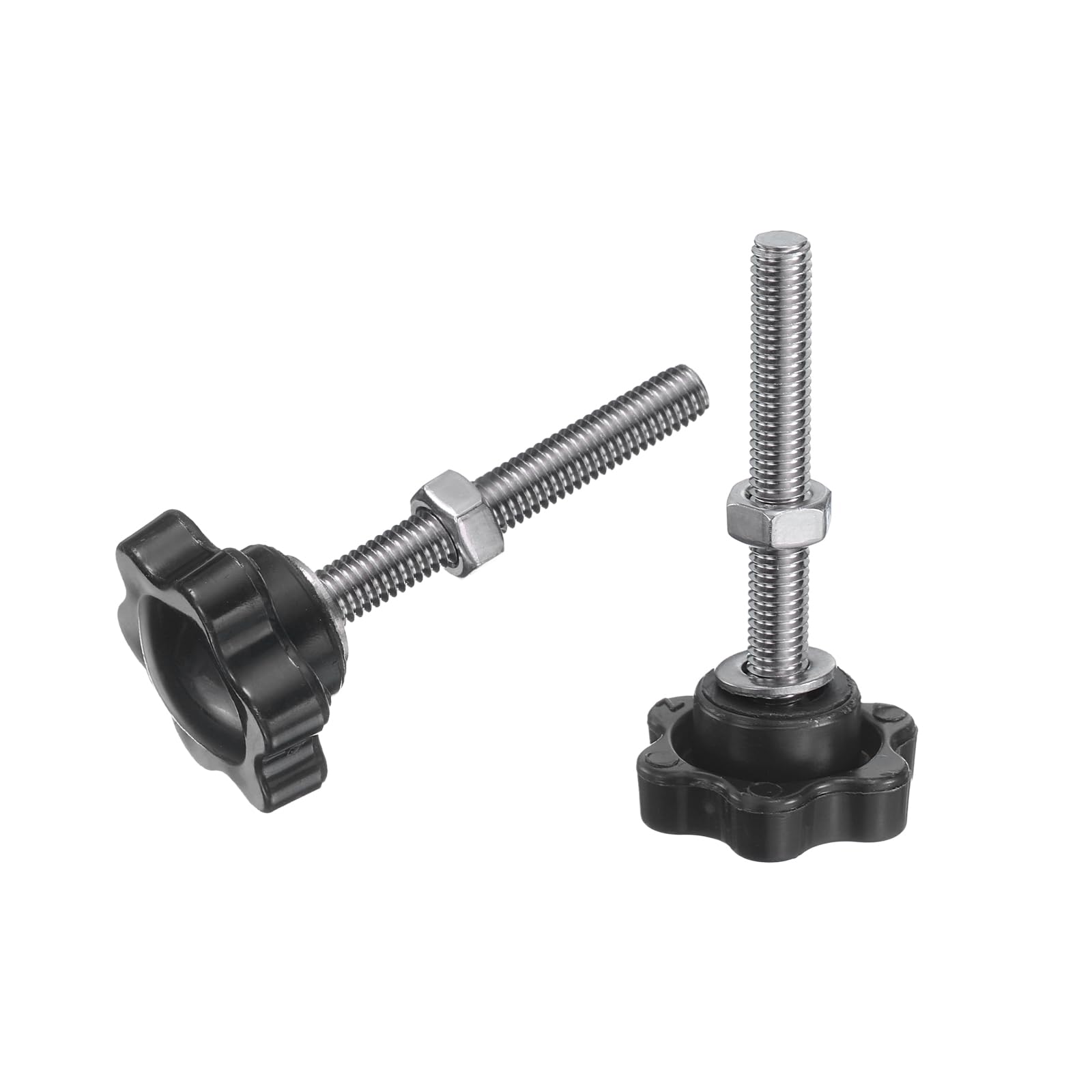 QUARKZMAN 8 viti zigrinate a forma di stella, M5 x 40 mm, metriche 304, in acciaio inox, filettatura maschio 25 mm, dado zigrinato a 6 stelle, in plastica, perni filettati a mano, manopole per pollice