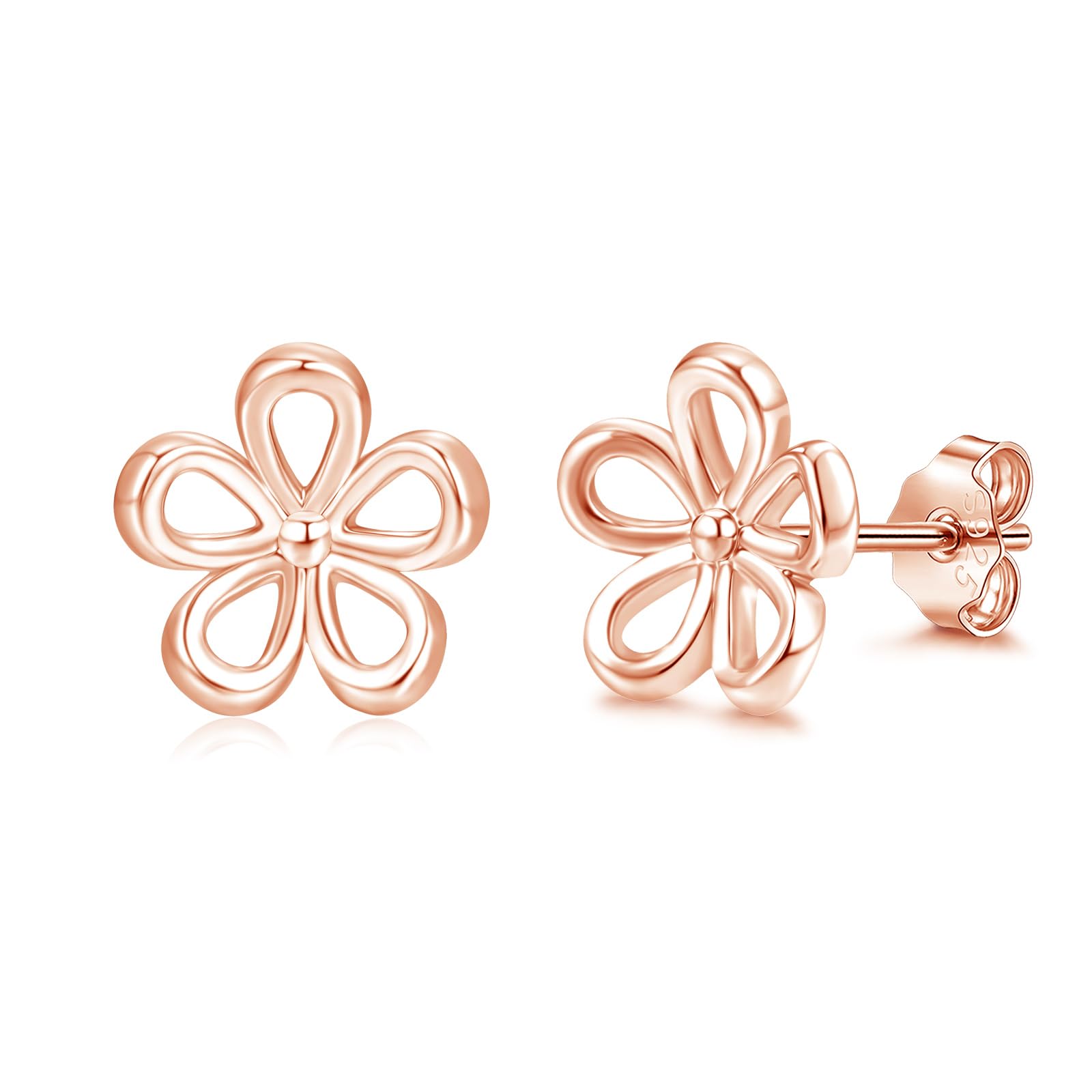Loutade Ohrstecker Silber 925 Klein, 925 Sterling Silber Blumen/Vierblättriger/Schwan Ohrringe Stecker mit Zirkonia, 8mm Kleine Funkelnd Knorpel Schlafen Ohrstecker, Ohrringe für Damen Mädchen