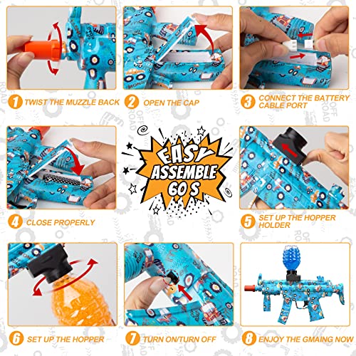 Splat Gun,Gel Ball Blaster Mp5 Toy, Splatter Ball Blaster Electric For Gel Ball Blaster With 40000 Gel Balls And Goggles For Outdoor Activities,Optimized Gearbox Gel Shooter For Ages12+(Blue) #TOP2
