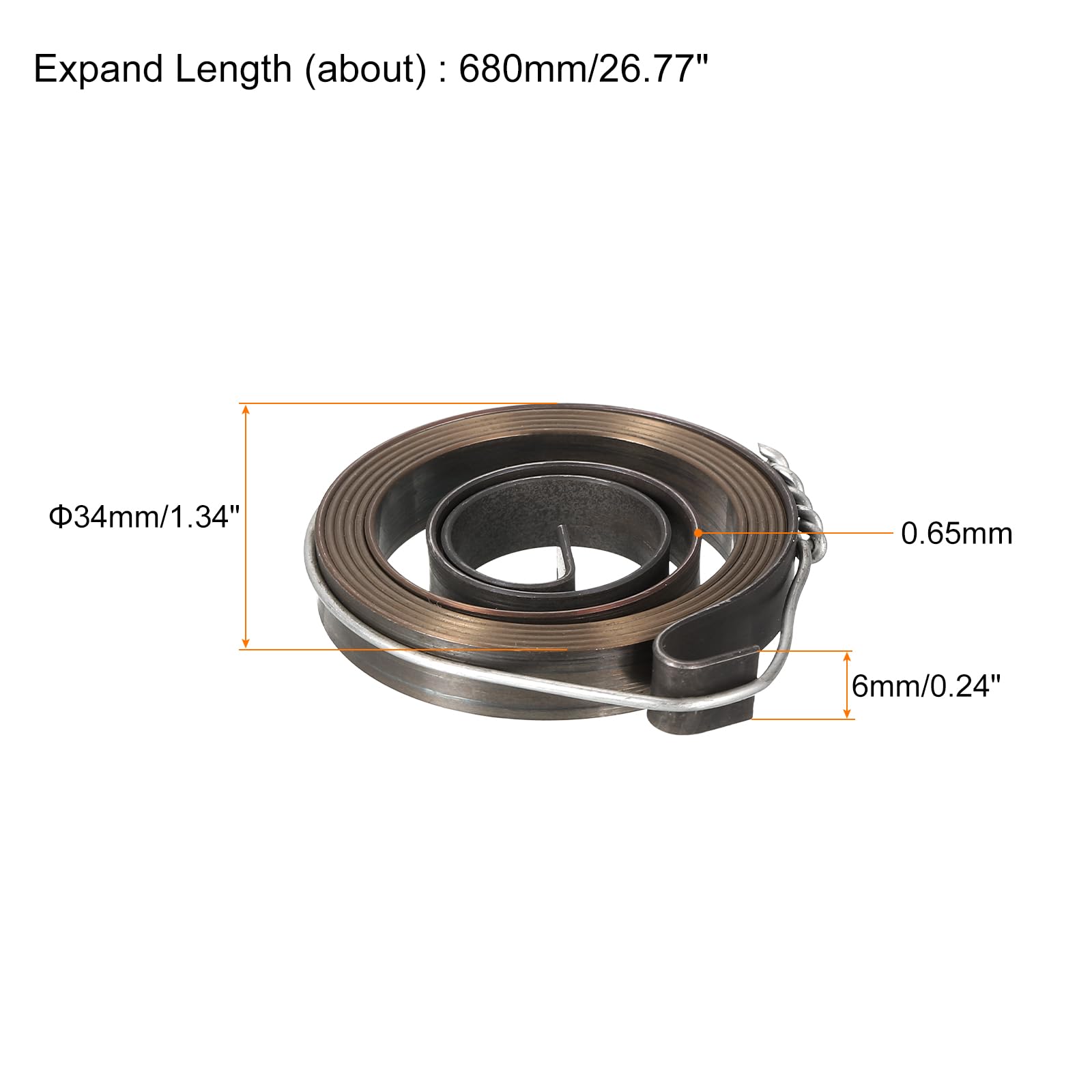 QUARKZMAN Molla per Pressa Trapano Molla Ritorno Mandrino Pressa Trapano Montaggio a Spirale Acciaio per Molle Finitura Nera Chimica Lunghezza Espansa 680 mm Diametro 34 x 6 x 0,65 mm 1pz