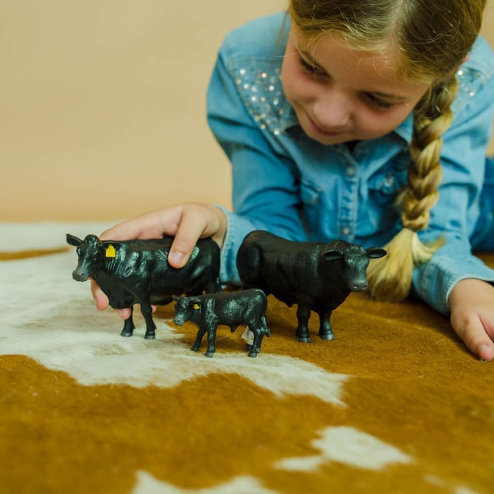 Little Buster Toys Angus Cattle Family Set – Realistic 1:16 Scale Bull, Cow & Calf Models – Farm & Ranch Collectibles – Premium Display Figurines for Western Dioramas Displays