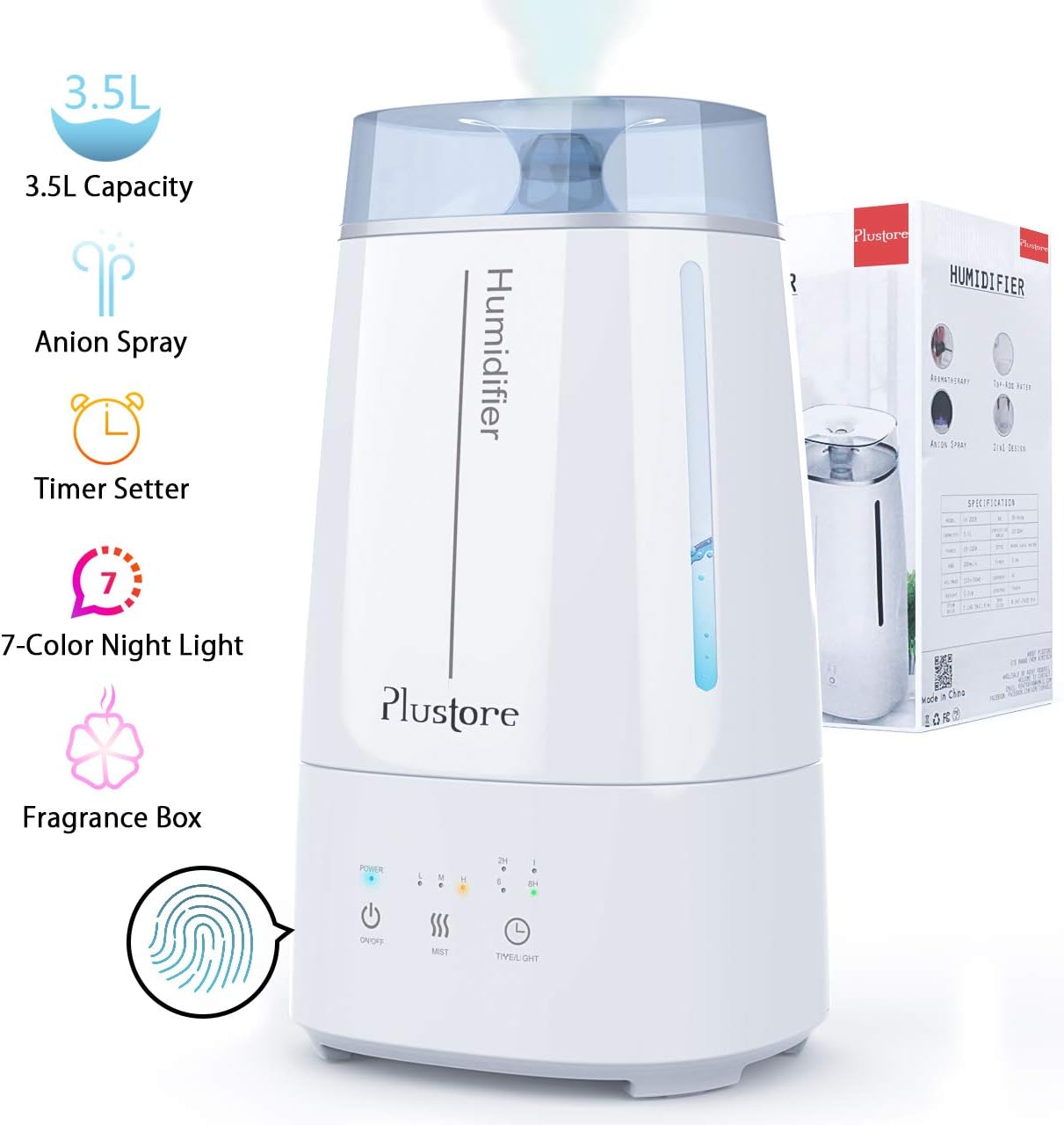 Humidifiers,Ultrasonic Cool Mist Humidifier with 3.5L Water Tank for Bedroom,7 Color Shifting Night Light,Whisper-Quiet Operation, Auto Shut-Off,Humidifier for Baby l Essential Oil Diffuser