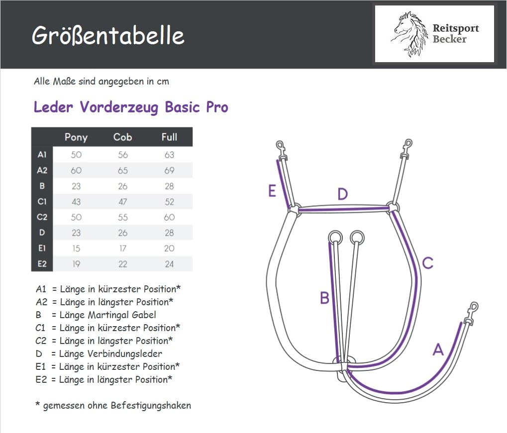 NETPROSHOP Leder Vorderzeug Basic Pro mit Abnehmbarer Martingalgabel Pony Cob Full, Groesse:Full, Farbe:Schwarz