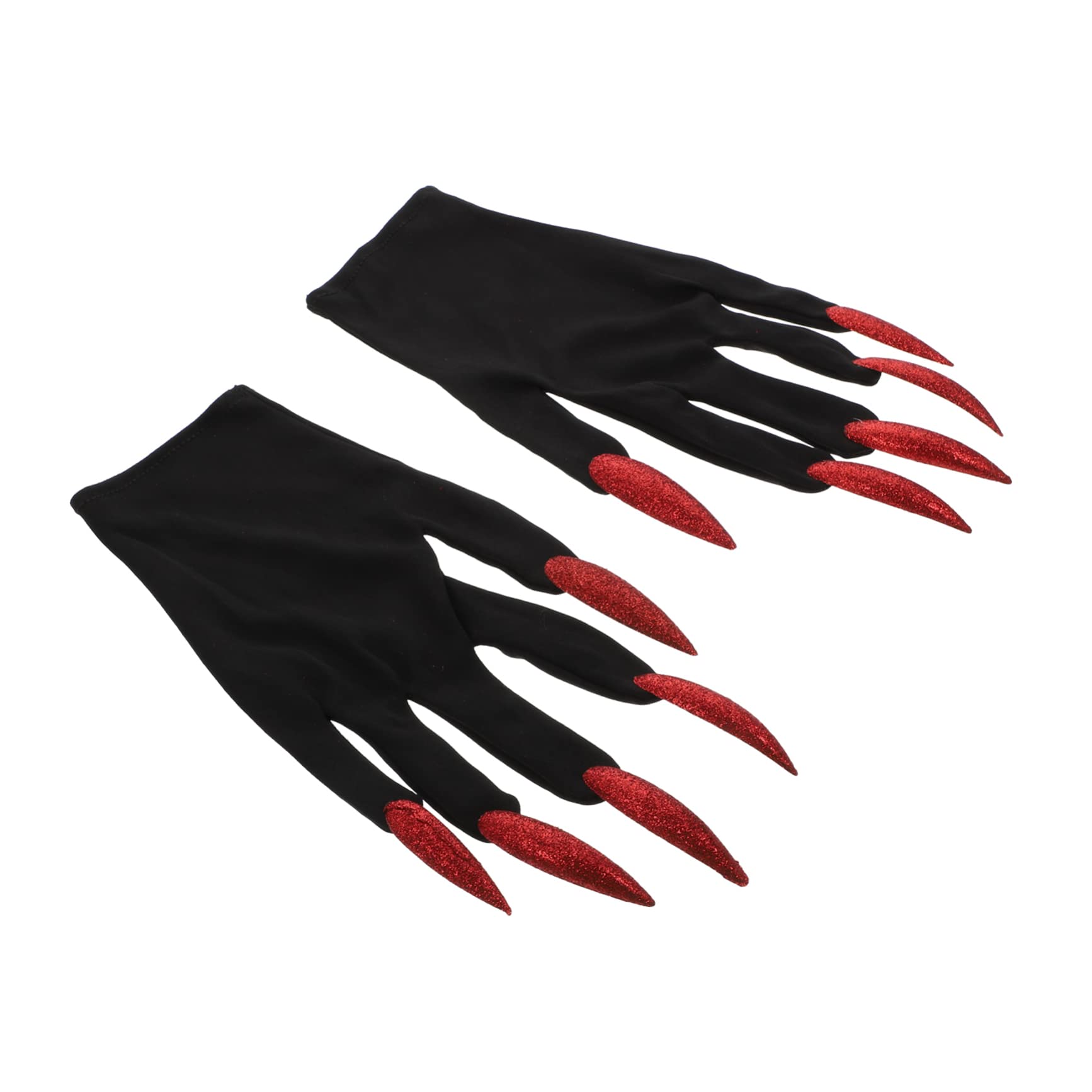 BESTYASH Guanti Per Unghie Fantasma Gloves Glovee Guanti Con Artigli Di Guanti Senza Dita in Pizzo Guanti Da Festa Di Halloween Guanti Per Le Unghie Stoffa Black