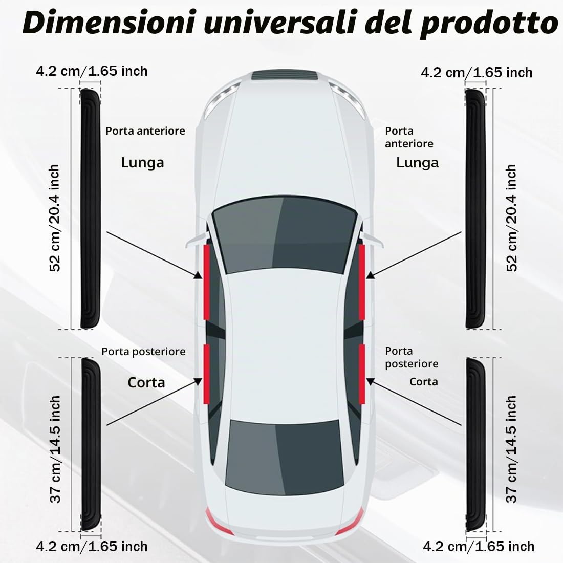 4 Pezzi Battitacco Auto,protezione battitacco auto,Battitacco Adesivi Soglie Porte,Battitacco Auto Universale,per la porta anteriore/posteriore dell'auto (Nero)