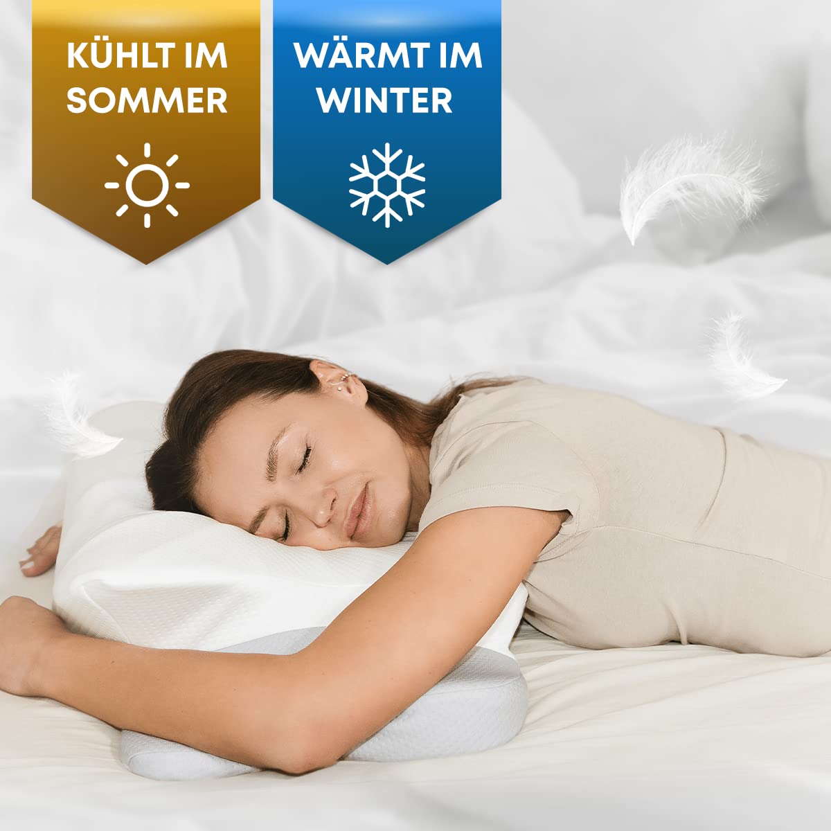 MKS Cuscino cervicale in memory foam, cuscino ergonomico per un sonno ottimale, cuscino di supporto per collo e spalle, favorisce una sana postura del sonno