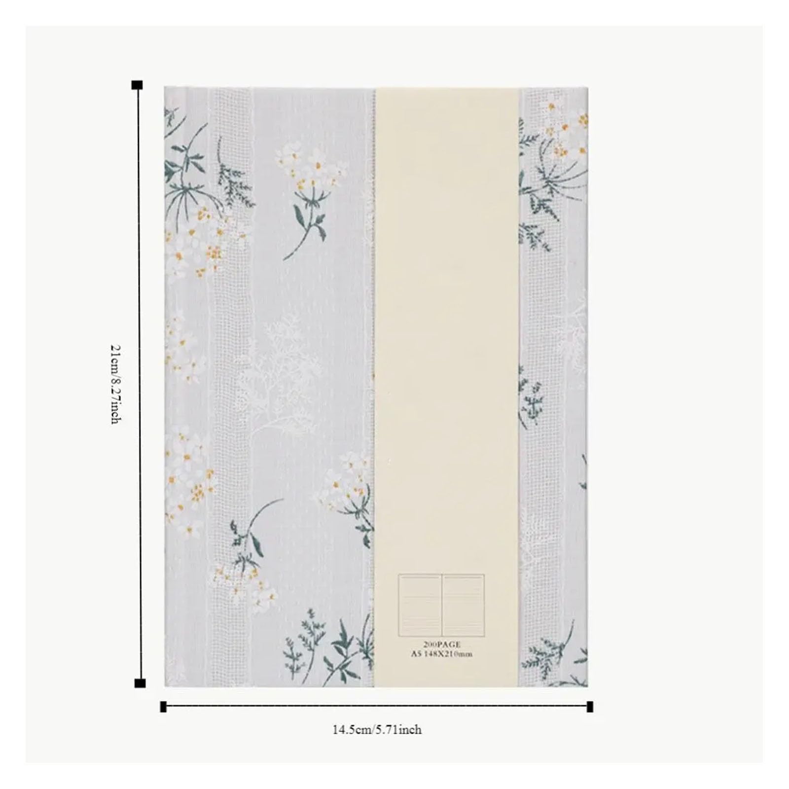 Couverture en tissu for carnet de notes A5, livre à main Compact, reliure en coton polyvalente brodée(Gray)