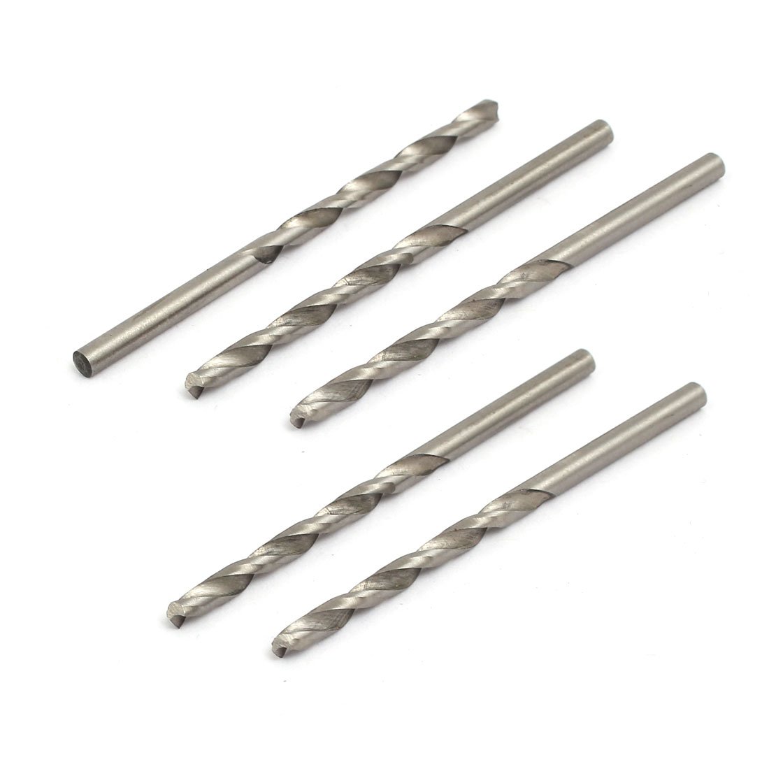 Aexit 3mm Dia Tool holder 61.5mm Length HSS Round drill hole Twist Drill Bit Silver Tone 5pcs Model:86as463qo608