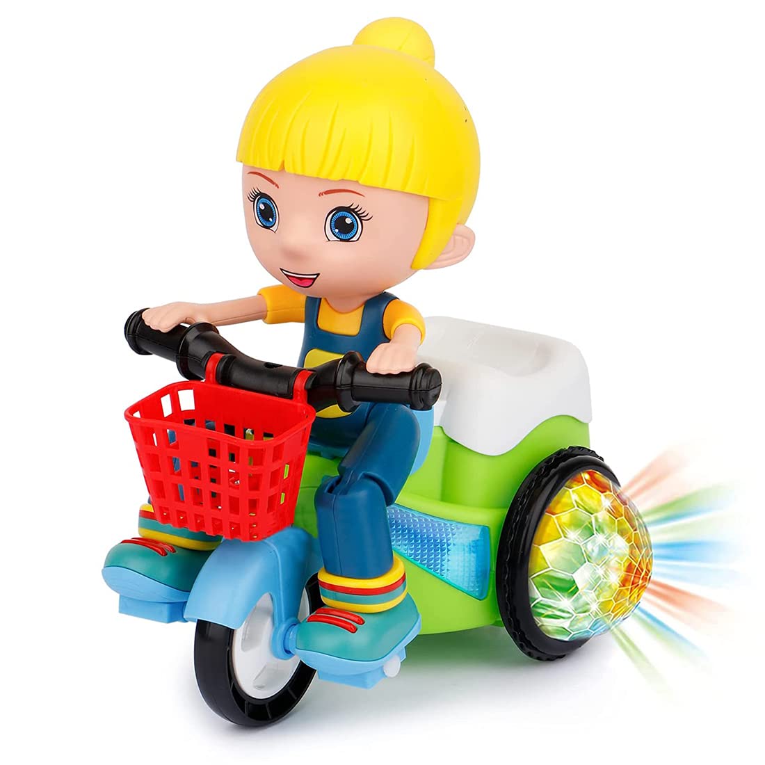 Wembley Stunt Bicycle Toy for Boys, Girls, Kids to Play with Basket and Rotating 360 Degree with Light and Music Features-(Green) (B09XXTKGWZ) Amazon Price History, Amazon Price Tracker