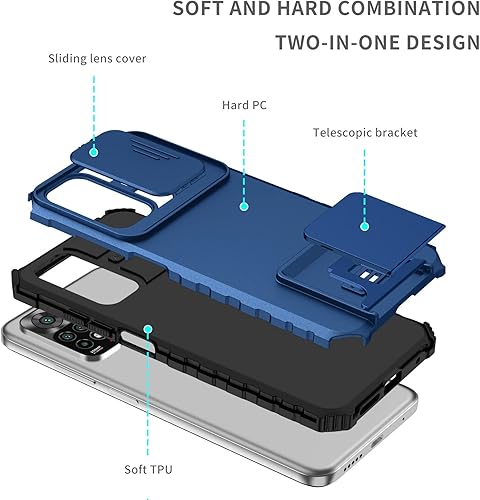Miniatura 9 de Asuwish Funda de teléfono para Xiaomi Redmi Note 11S11 4G con protector de pantalla de vidrio templado y cubierta de cámara deslizante Soporte