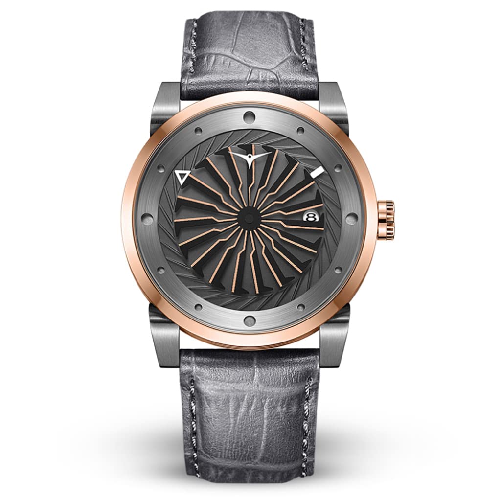 ZINVO Blade Fusion Mens Luxury Watch with Automatic Movement, Black Leather Strap, and Gunmetal Stainless Steel Case (B075CLHGYL) Amazon Price History, Amazon Price Tracker