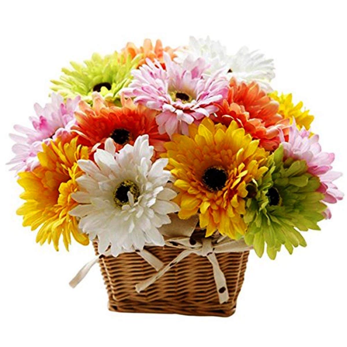 The FloralMart® Premium Basket of 12 Mixed Gerberas Fresh Flowers || Bunch of 12 (Multicolour)-image-39