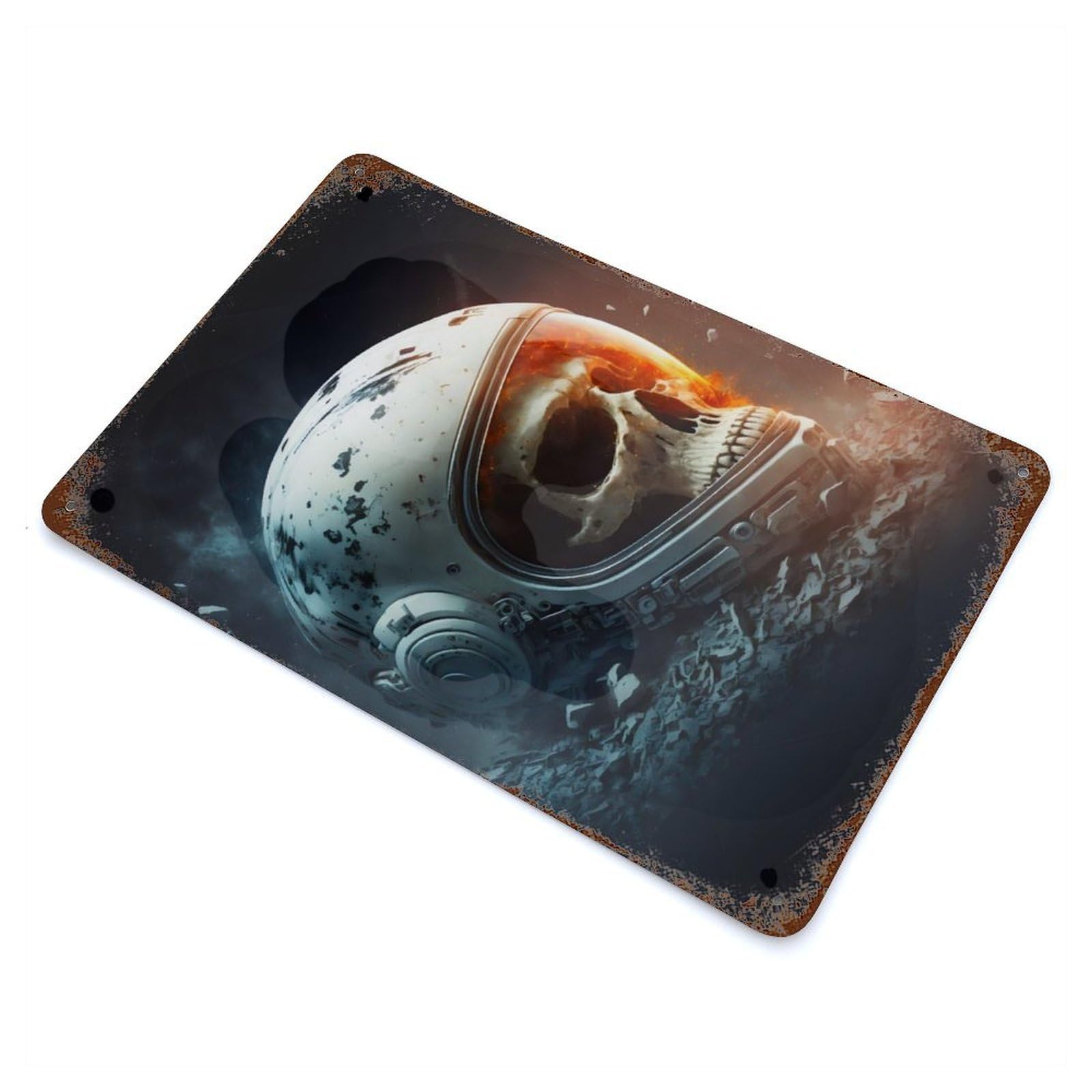 Space Skull Decorative Tin Sign 11.8"x7.9", Farmhouse Wall Decor for Living Room, Hallway And Home Decor