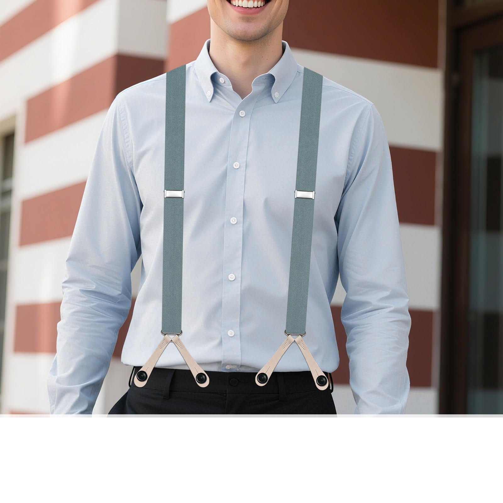 Lot de 2 bretelles for homme, travail à boutons, réglables Pour Pantalon