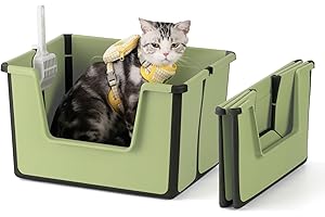 SupremeFold Extra Large Foldable Litter Box, Sturdy Cat Litter Box with High...
