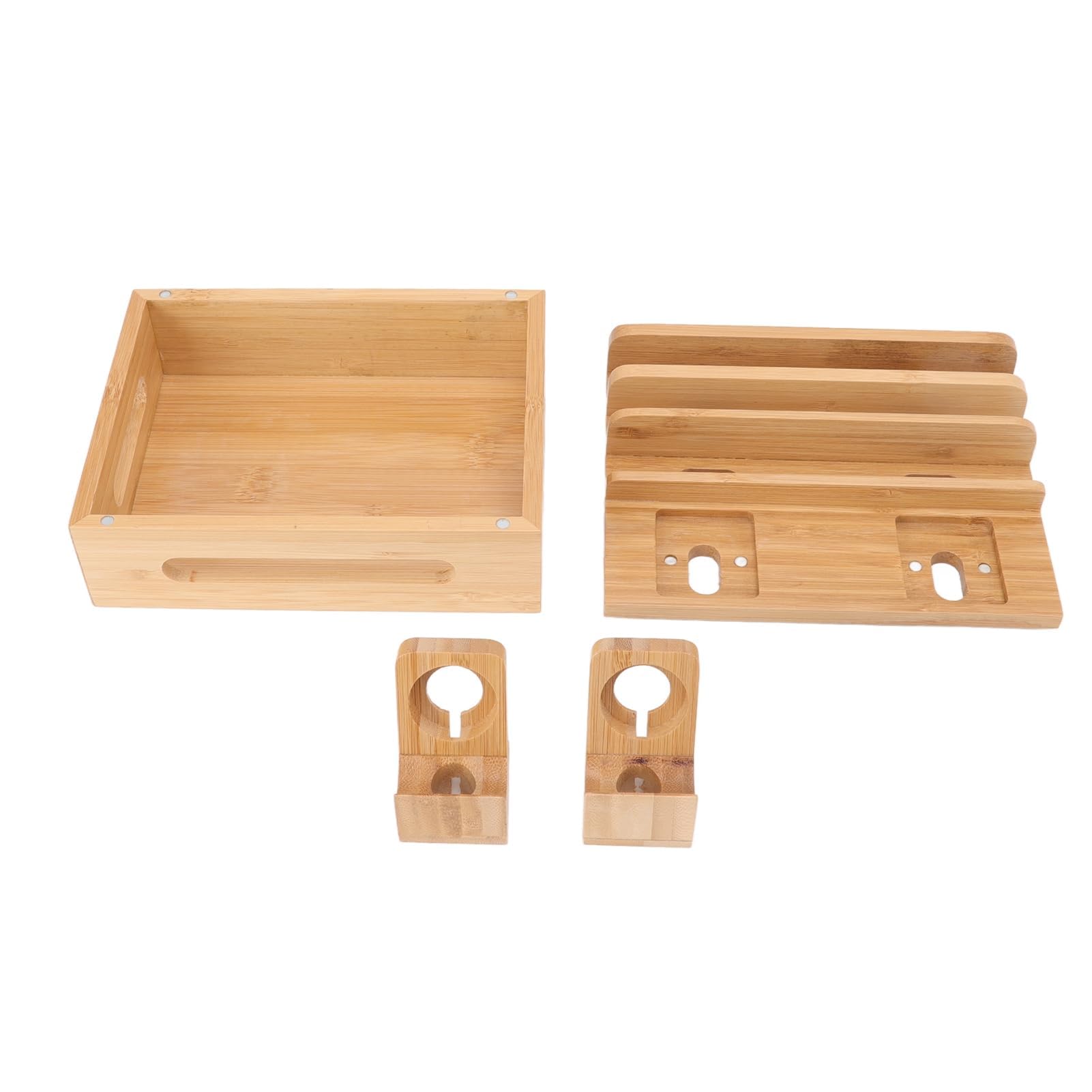 Station de Charge multifonctionnelle avec 5 Ports de Chargeur USB, boîte de Rangement de Chargeur en Bois avec Support de Montre pour téléphones Mobiles, tablettes, Montres, (Couleur Originale)