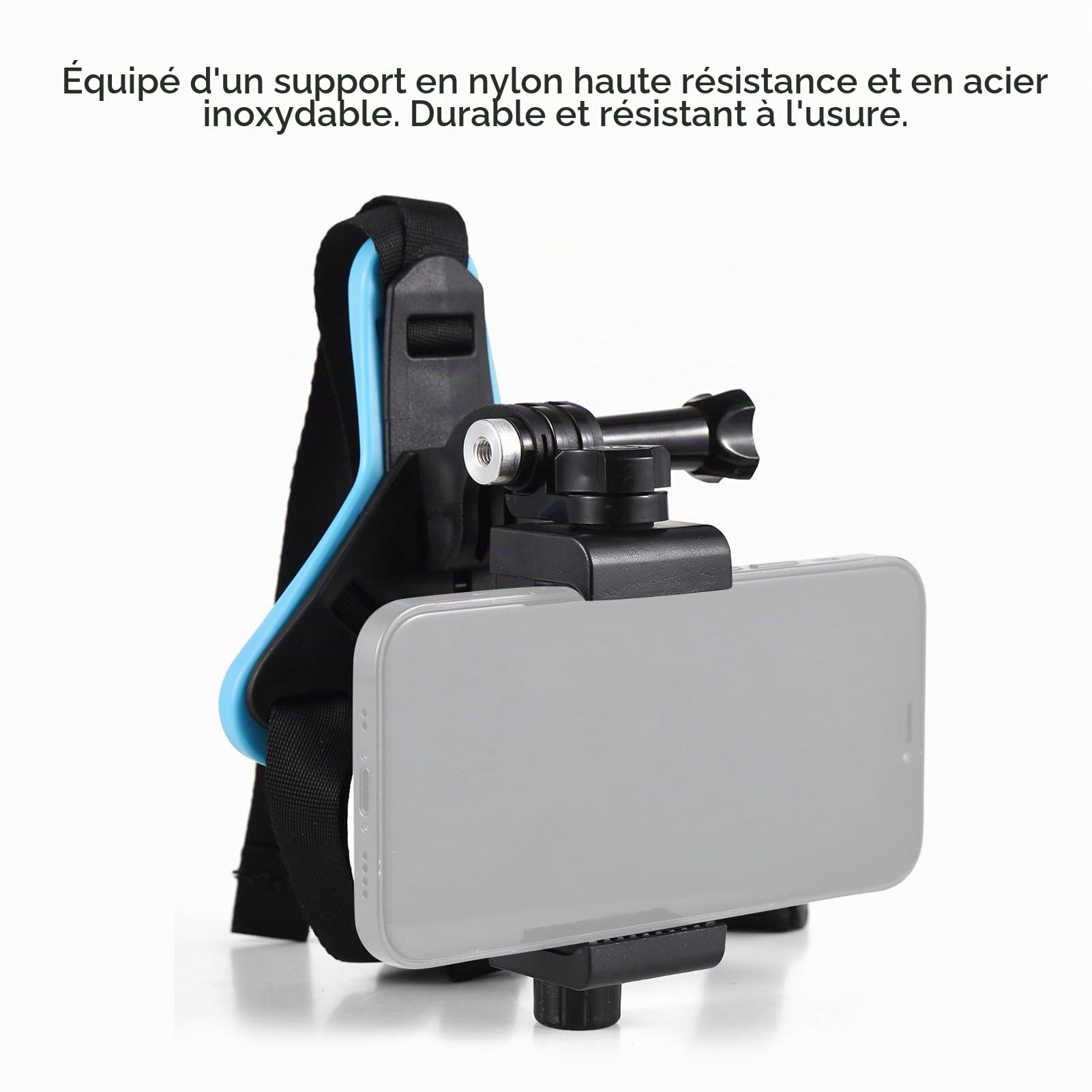 Support de caméra de casque pour caméra d'action avec adaptateur et clip pour téléphone portable compatible avec Osmo/AKASO