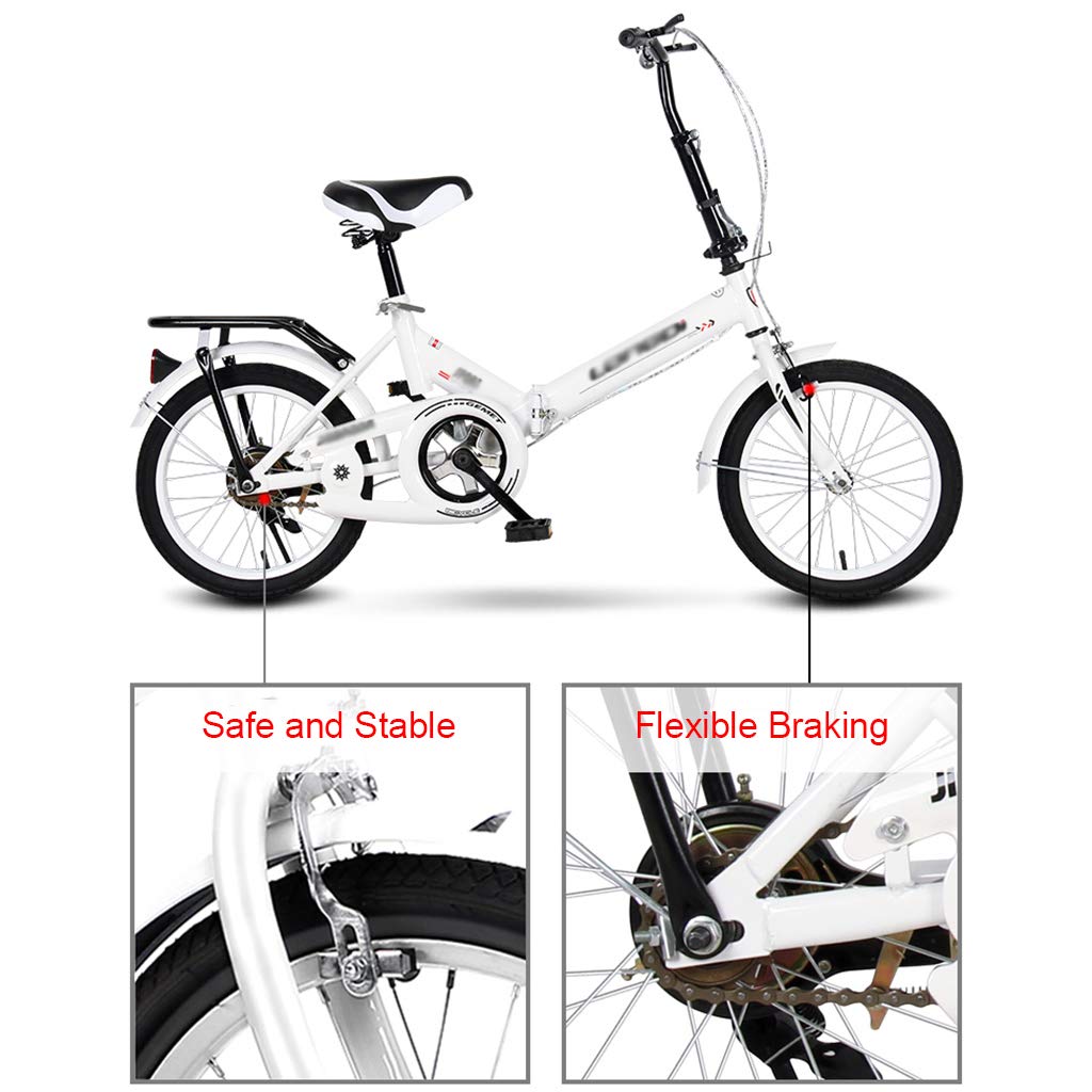 ZDXC Bicicletas Plegables, Mini Bicicleta Portátil para Estudiantes de 16 Pulgadas / 20 Pulgadas para Hombres y Mujeres, Bicicleta Informal Liviana, Bicicleta con Doble Amortiguación de Frenos