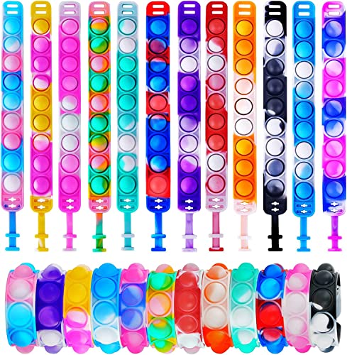 Ainiv Pop it Toy, 12 Piezas Fidget Pulsera, Vistoso Pulsera Pop Bubble, Silicona Simple Juguete Antiestrés, Sensorial para Niños y Adultos