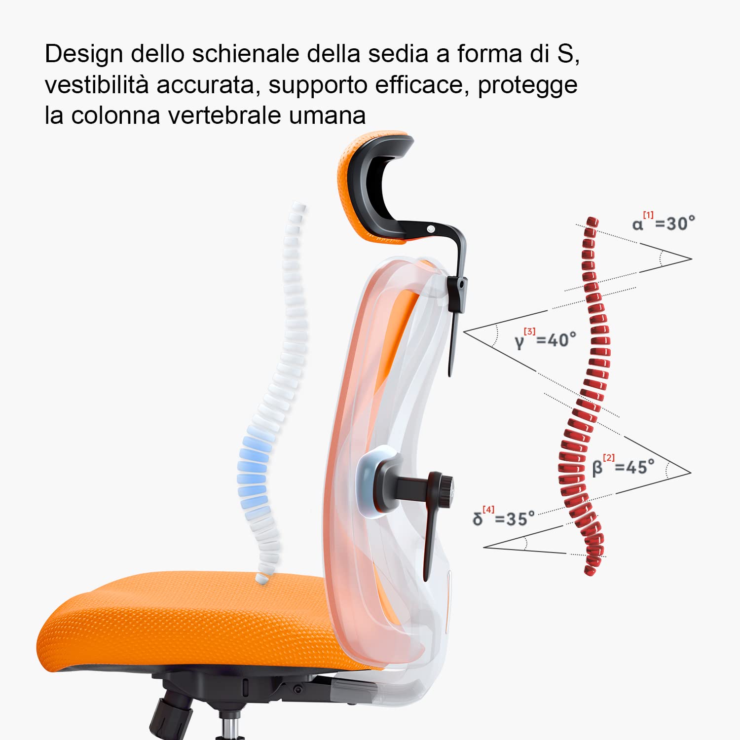 SIHOO M18, Sedia Ufficio Ergonomica, Sedia scrivania con Braccioli Regolabili 3D,Sedia Ergonomica con Supporto Lombare,Sedia Gaming con Poggiatesta Regolabile,Delicato sulla Pelle Mesh (Rosso)