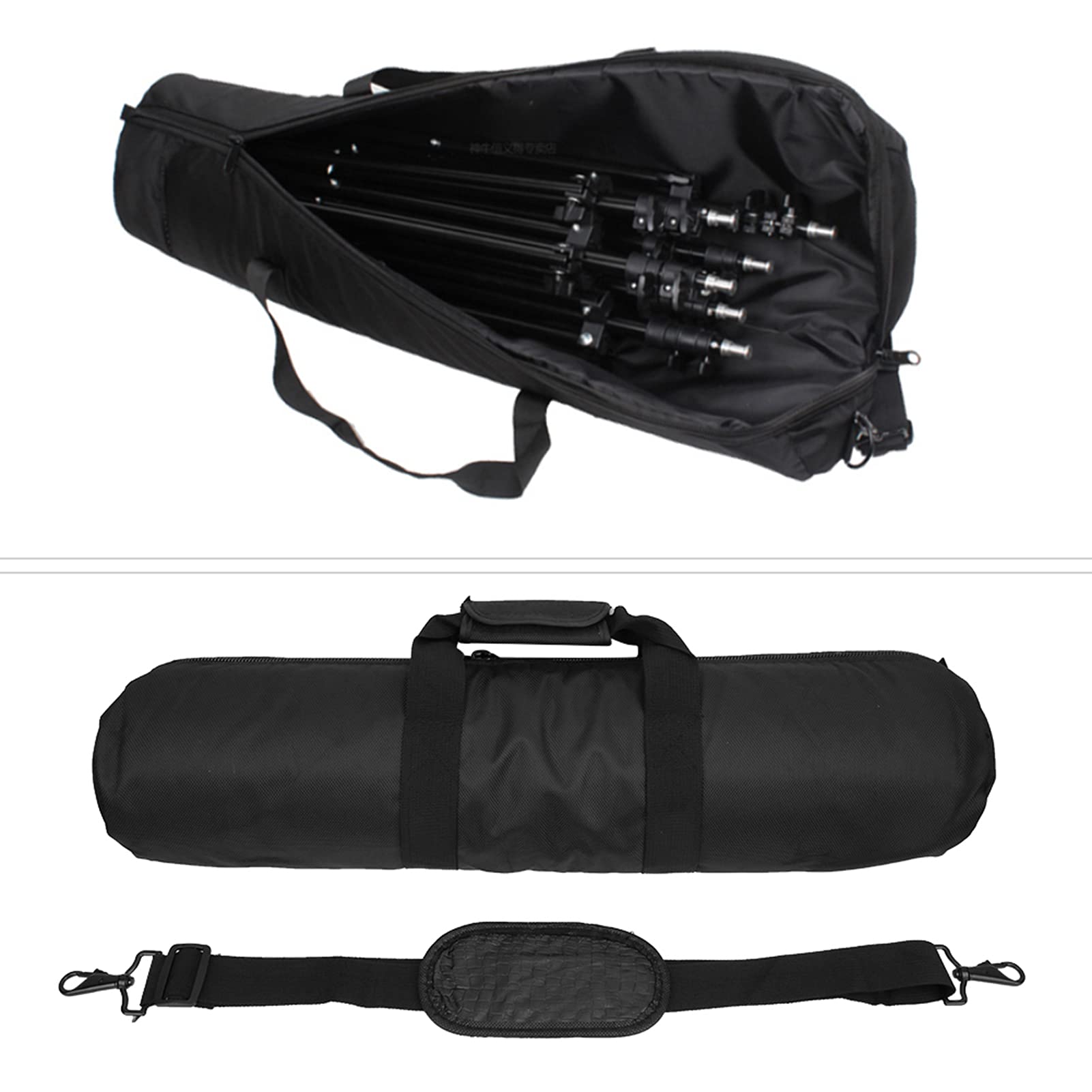 Tripod Carrying Case Bag, Tripod Bag with Shoulder Strap, Black Nylon Thicken Bag Pouch Photography Equipment for SLR Tripod Mic Stands Speaker Stands Travel (60cm*12cm)
