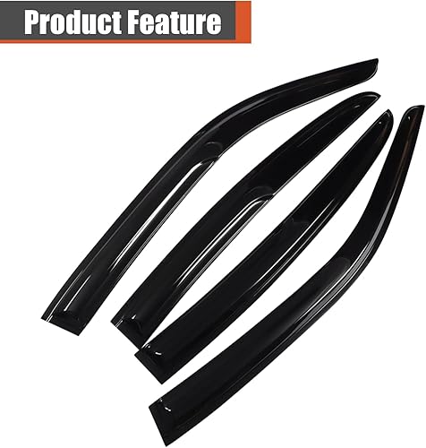 Miniatura 7 de labwork Viseras de ventana de protección solar y lluvia, deflector de ventilación de viento, acrílico negro, repuesto para SRT 2011 2012 2013 2014