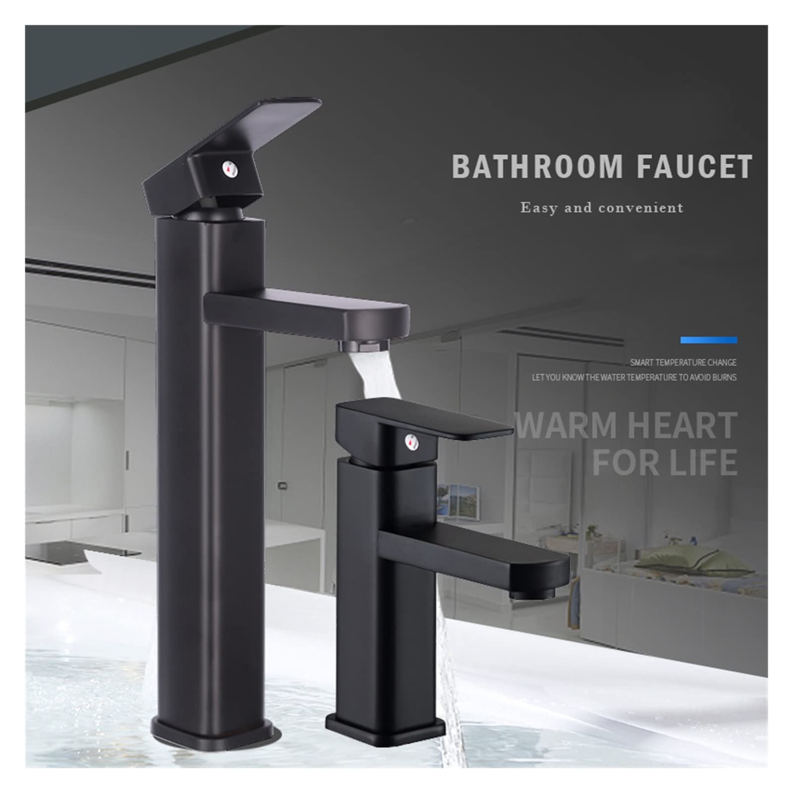 Gray Black Bathroom Basin Faucet Single Handle Single Hole Mixer Tap Deck Mounted Hot And Cold Tap Sink Faucet Copper - View #11