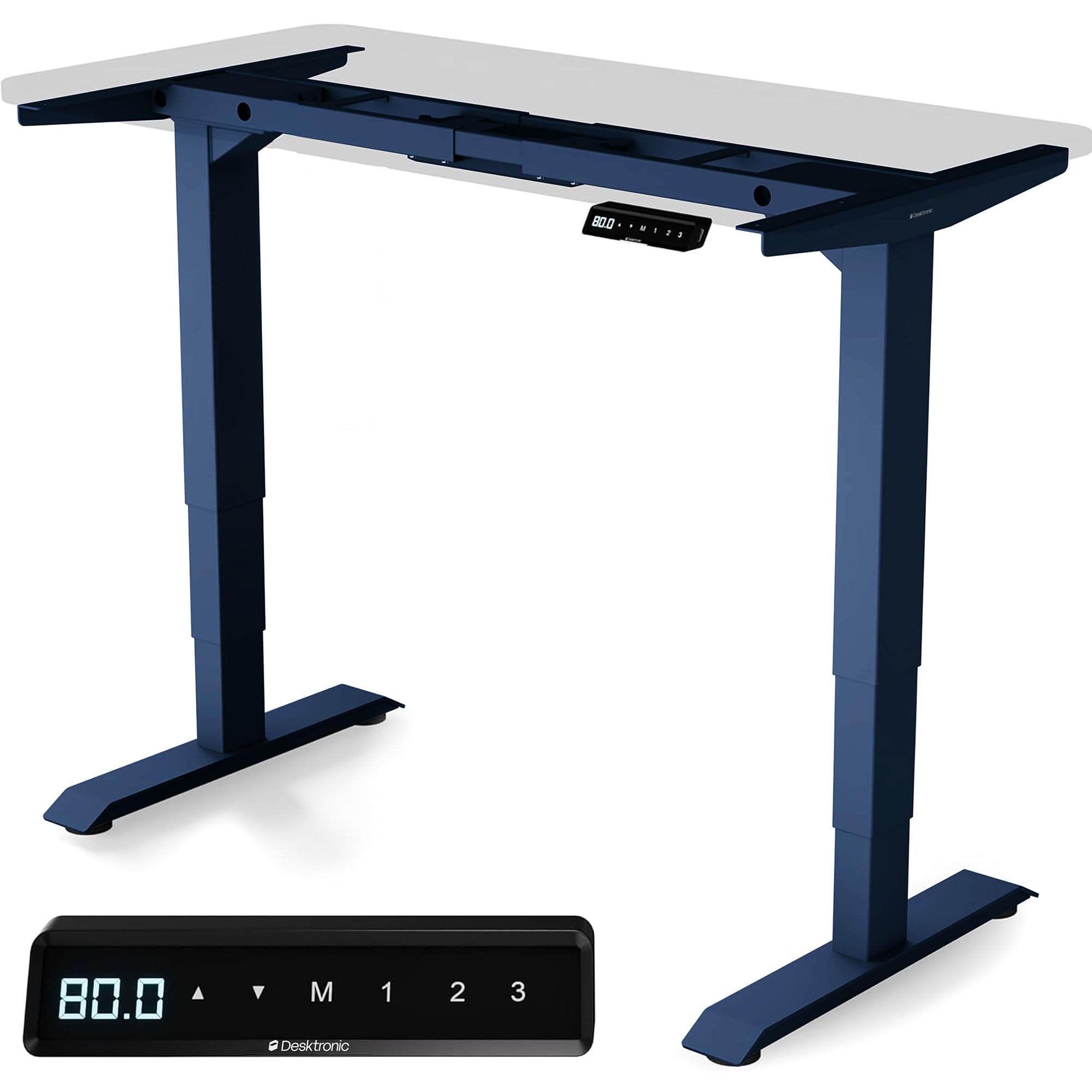 Desktronic Bureau Assis Debout Électrique - Bureau Réglable en Hauteur Stabilisé - Bureau Assis Debout - Commande Tactile - Mémoires - Ports USB Intégrés - Bureau pour Toutes Tailles