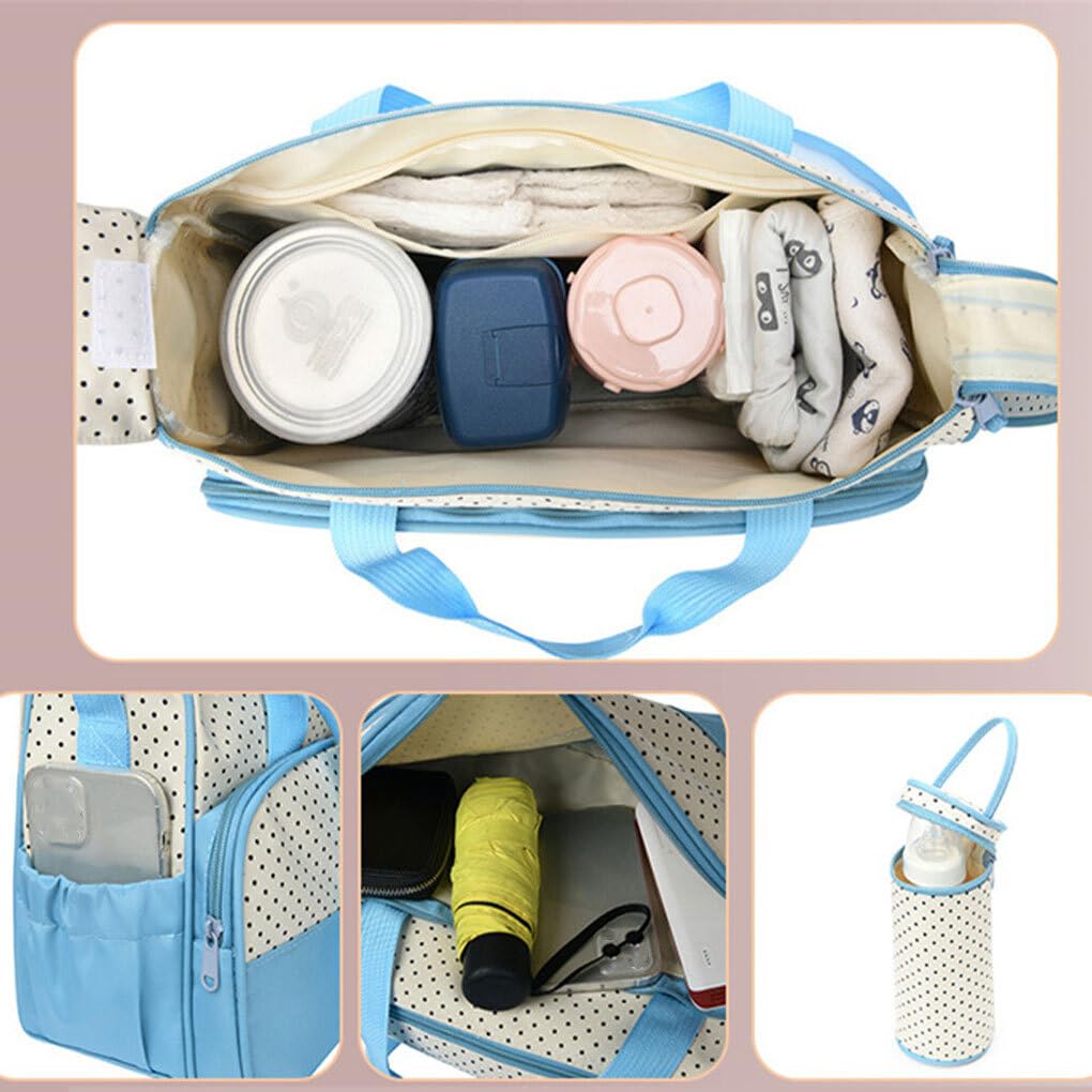 Elegante Juego de Bolsa para Cambiar pañales, Gran Capacidad, Impermeable, de poliéster organizado, Carrito de Maternidad, Juegos de Bolsas para pañales, Negro