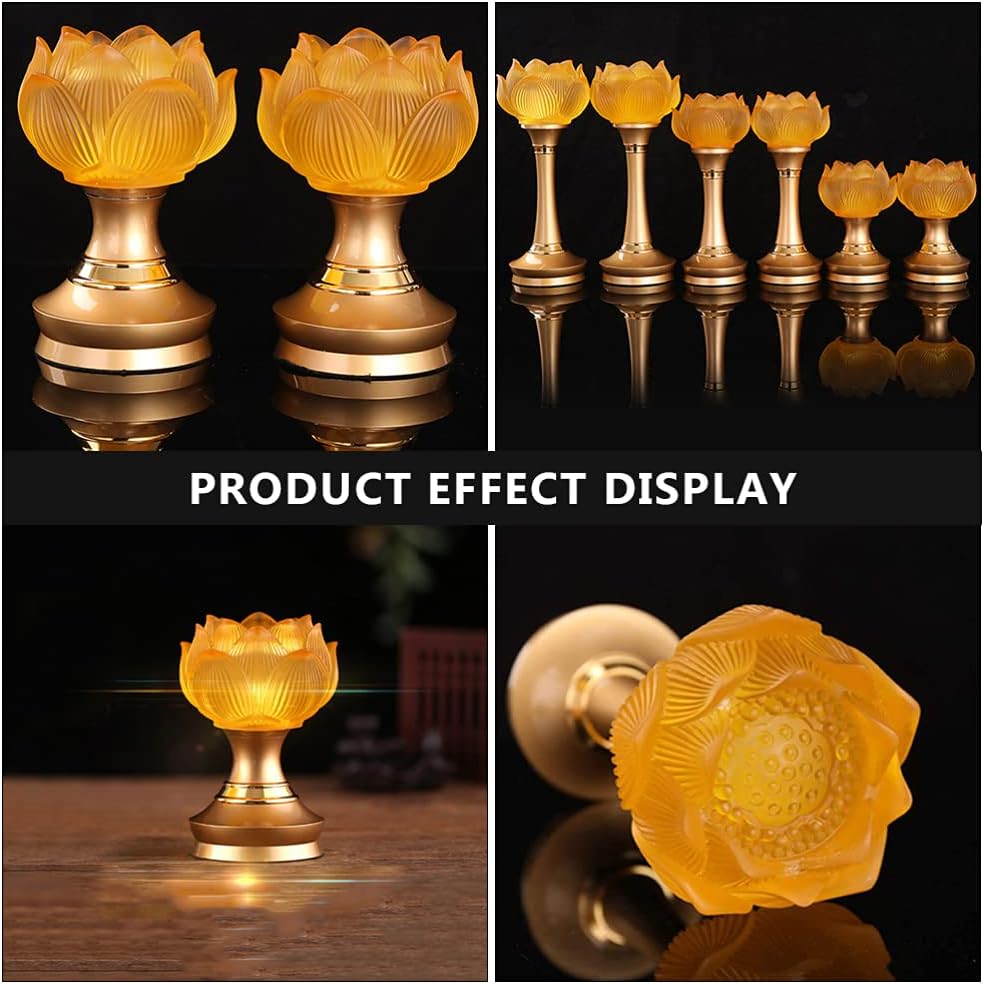 OSALADI LED Lotus Buddhist Light Buddha Lotus Lamp 2 in 1 Battery- Operated Buddhist Worship Prayer Faith Modern Simple Style Lamp 2pcs