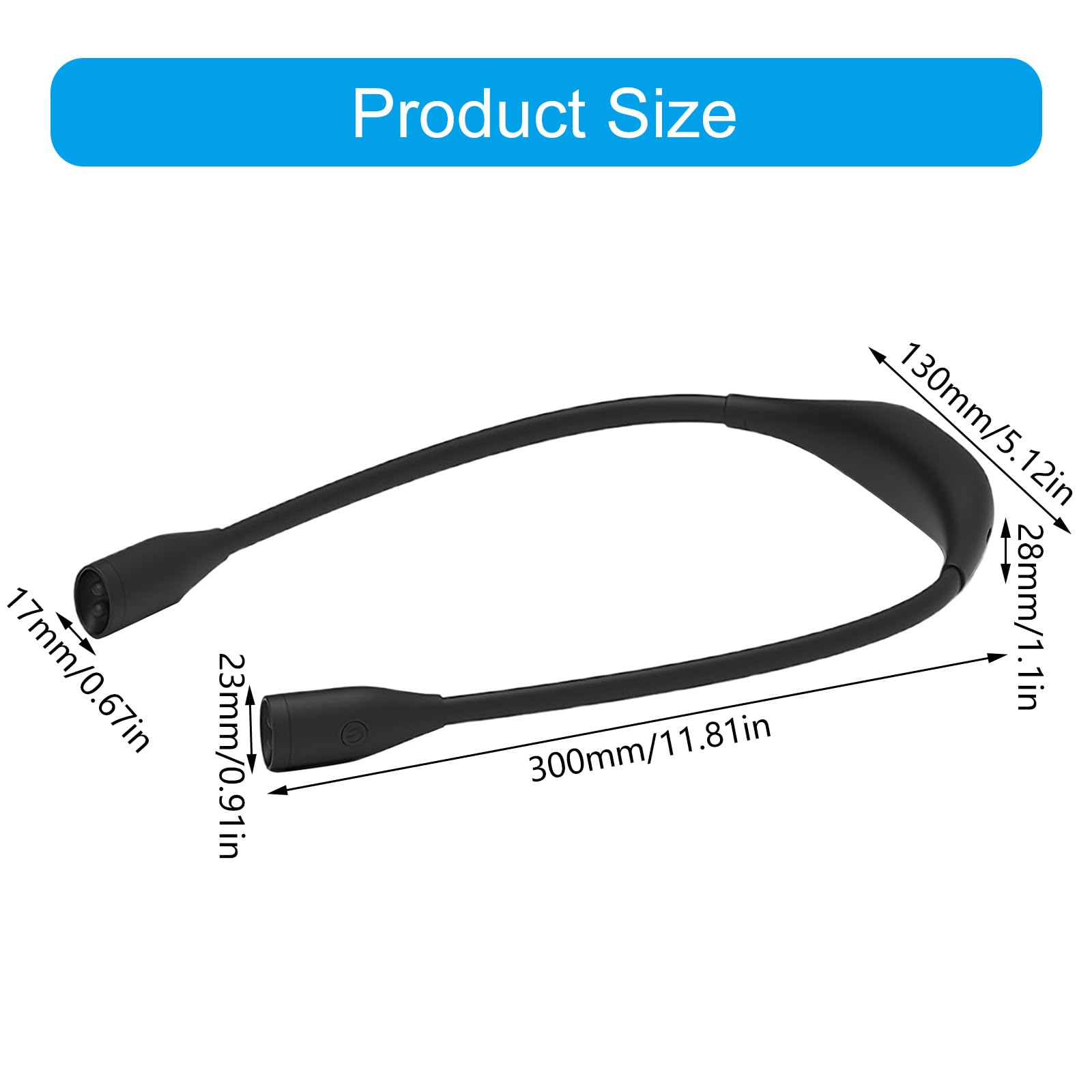 Luz de lectura portátil para el cuello con protección ocular LED, 4 cuentas, brillo ajustable, 3 temperaturas de color para mayor comodidad, camping, luz de cuello