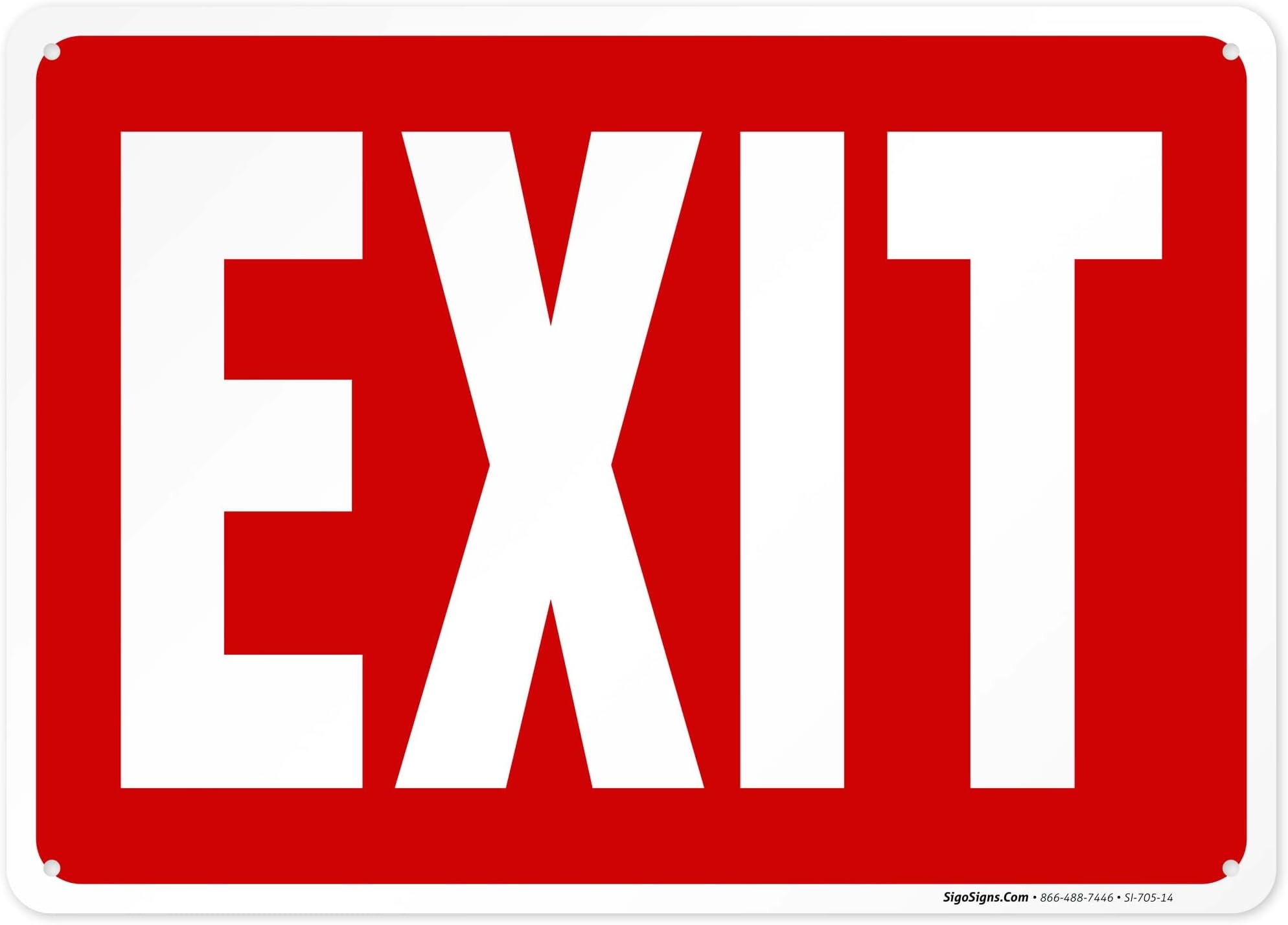 Exit Red Background Sign, 10x14 Inches, Rust Free .040 Aluminum, Fade Resistant, Made in USA