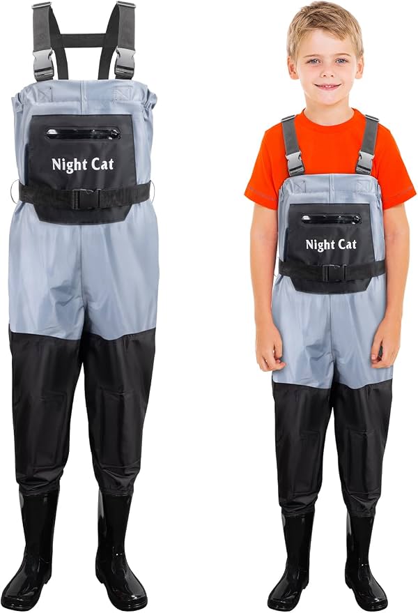 Pesca para niños Night Cat: impermeables con botas para niños y niñas - Pesca para jóvenes, transpirables