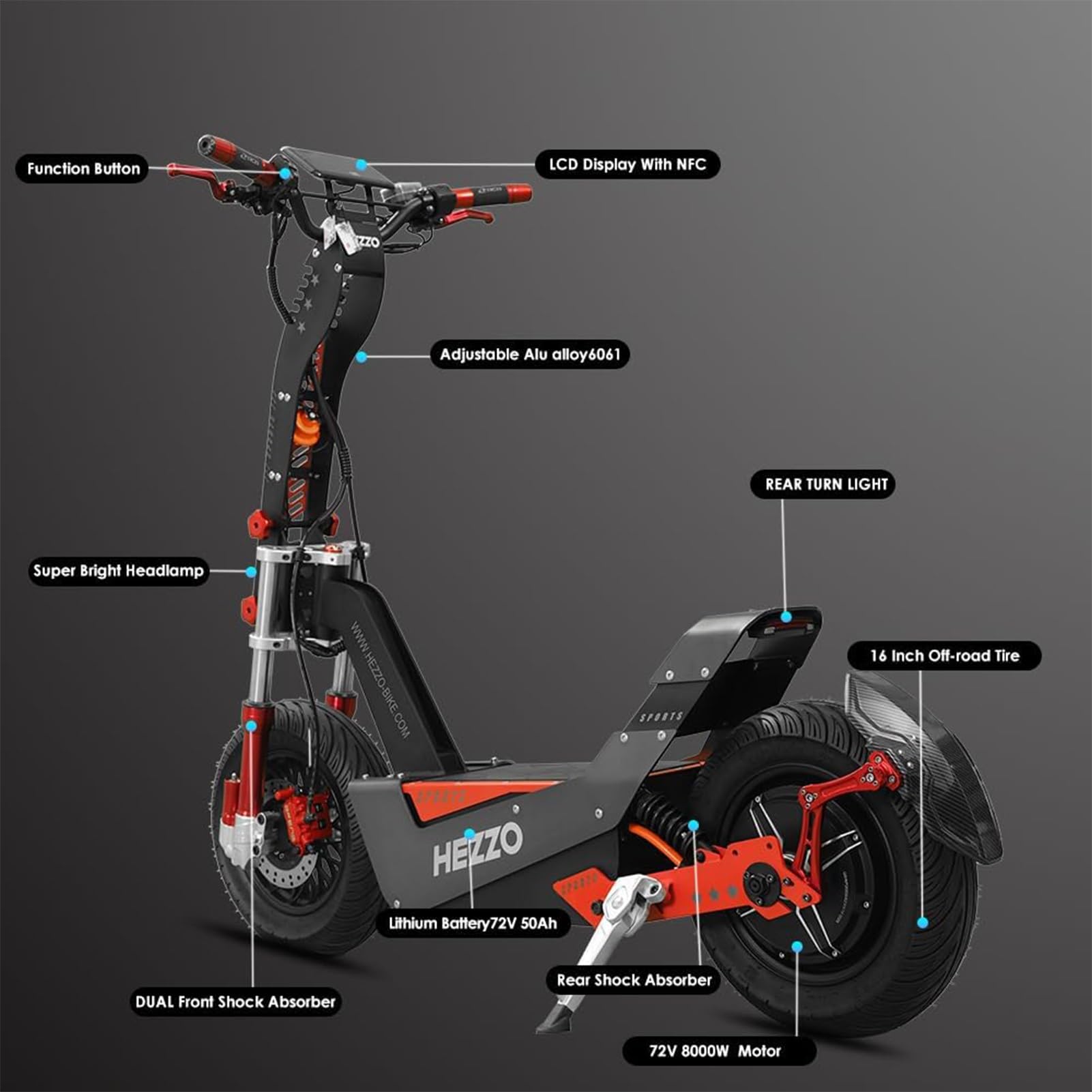 Amazon.com : Electric Scooter 72V 8000W Motor 16” Solid Fat Tire