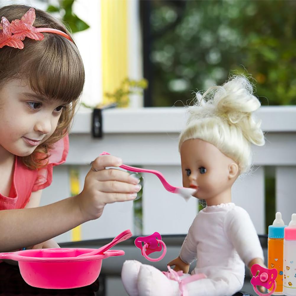 SAIBURAZ Baby Doll Bottle Accessories Toys Baby Doll Magic Bottles Playset Disappearing Bottles with Pacifier for Little Girls (Big Set(for 12-18