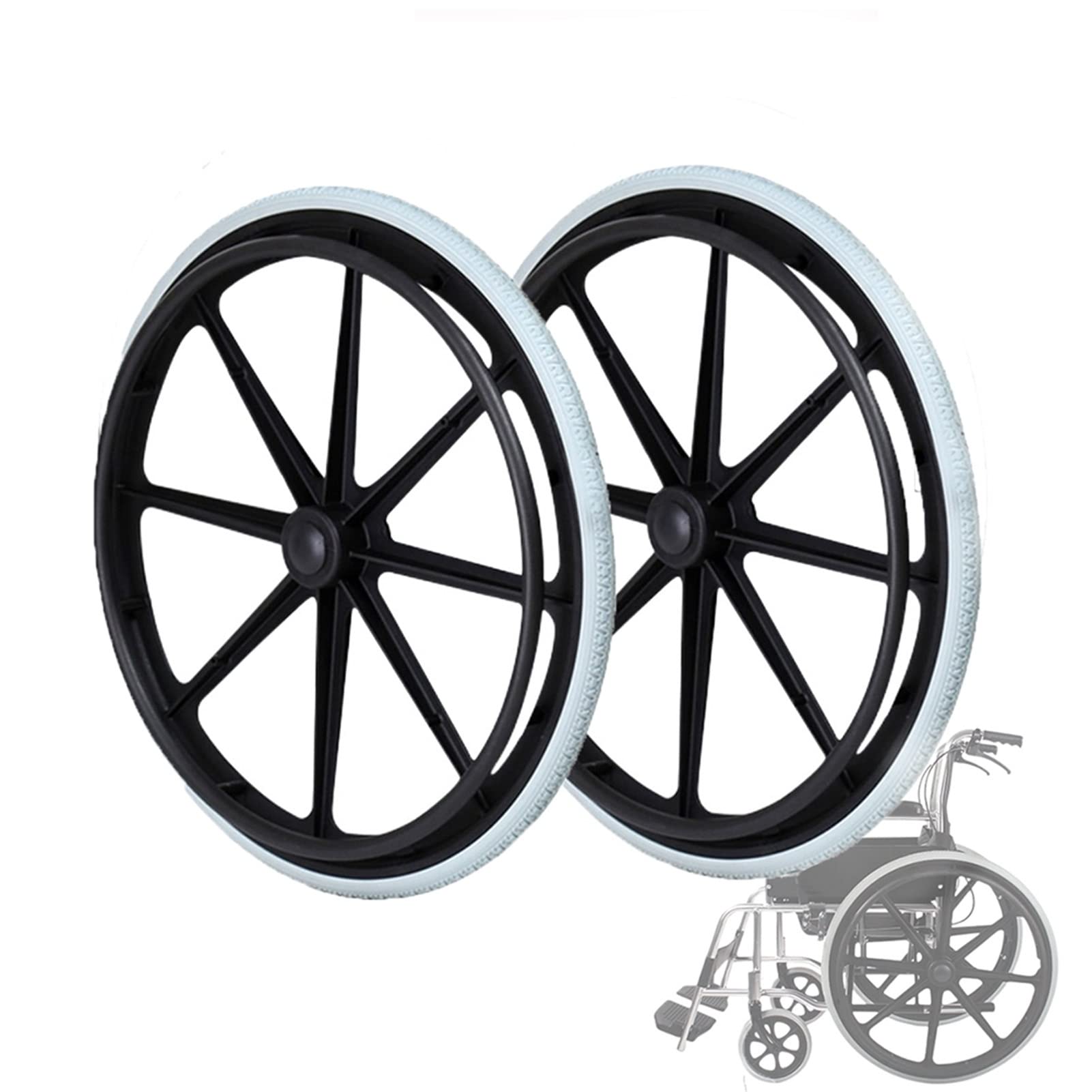 Reemplazo de llanta para Silla de Ruedas de 24 Pulgadas, Rueda Grande de Nailon Macizo con cojinetes, reemplazo de Rueda Trasera para Silla de Ruedas Manual para Personas Mayores