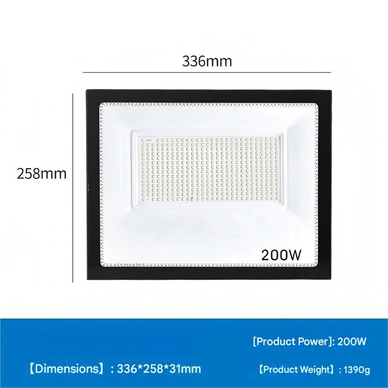 Mini proiettore da 200 W for esterni impermeabile Illuminazione a LED ultrasottile e a risparmio energetico Per garage, patio e portico